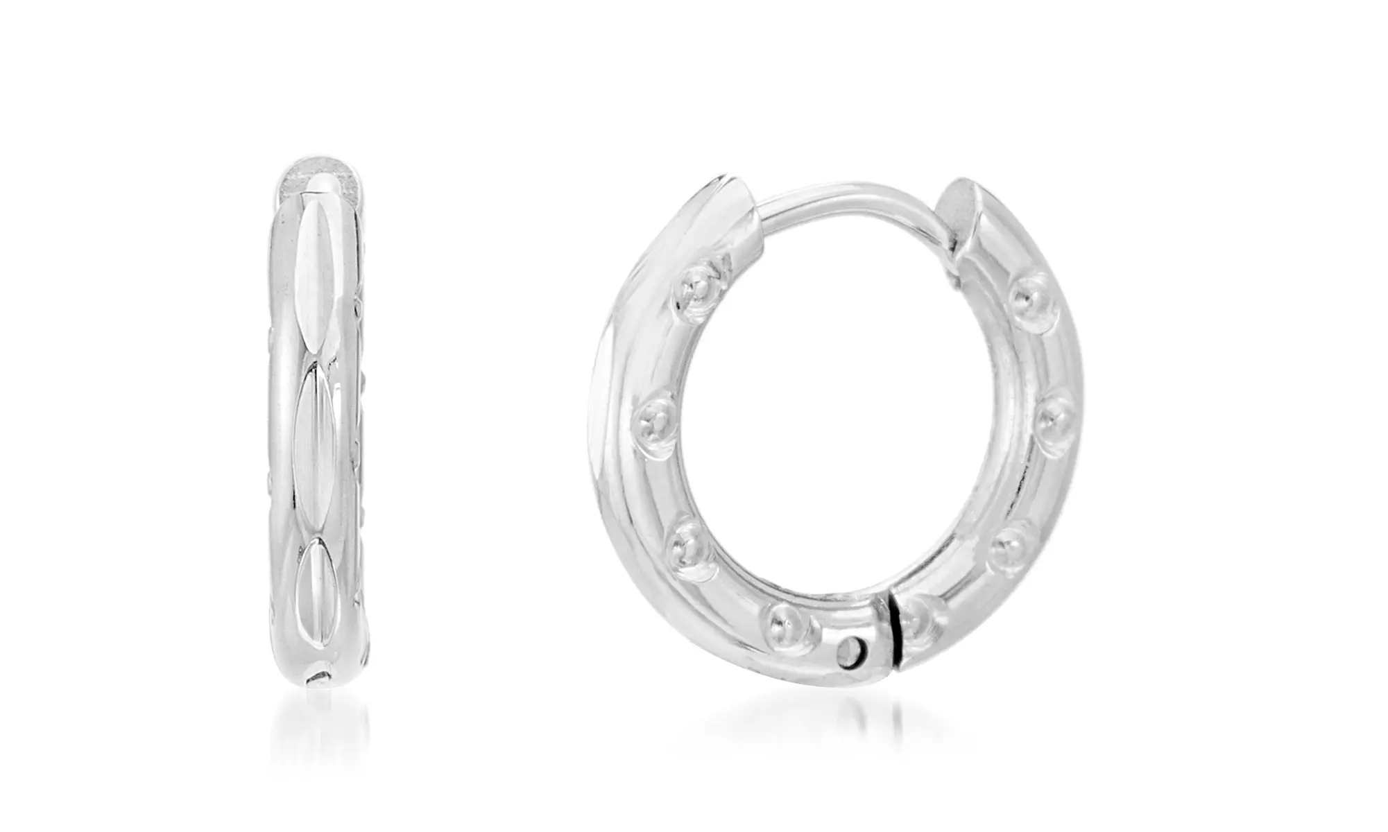 Nina & Grace Diamond Cut Huggie Hoop Earring In Stainless Steel - Second Medium