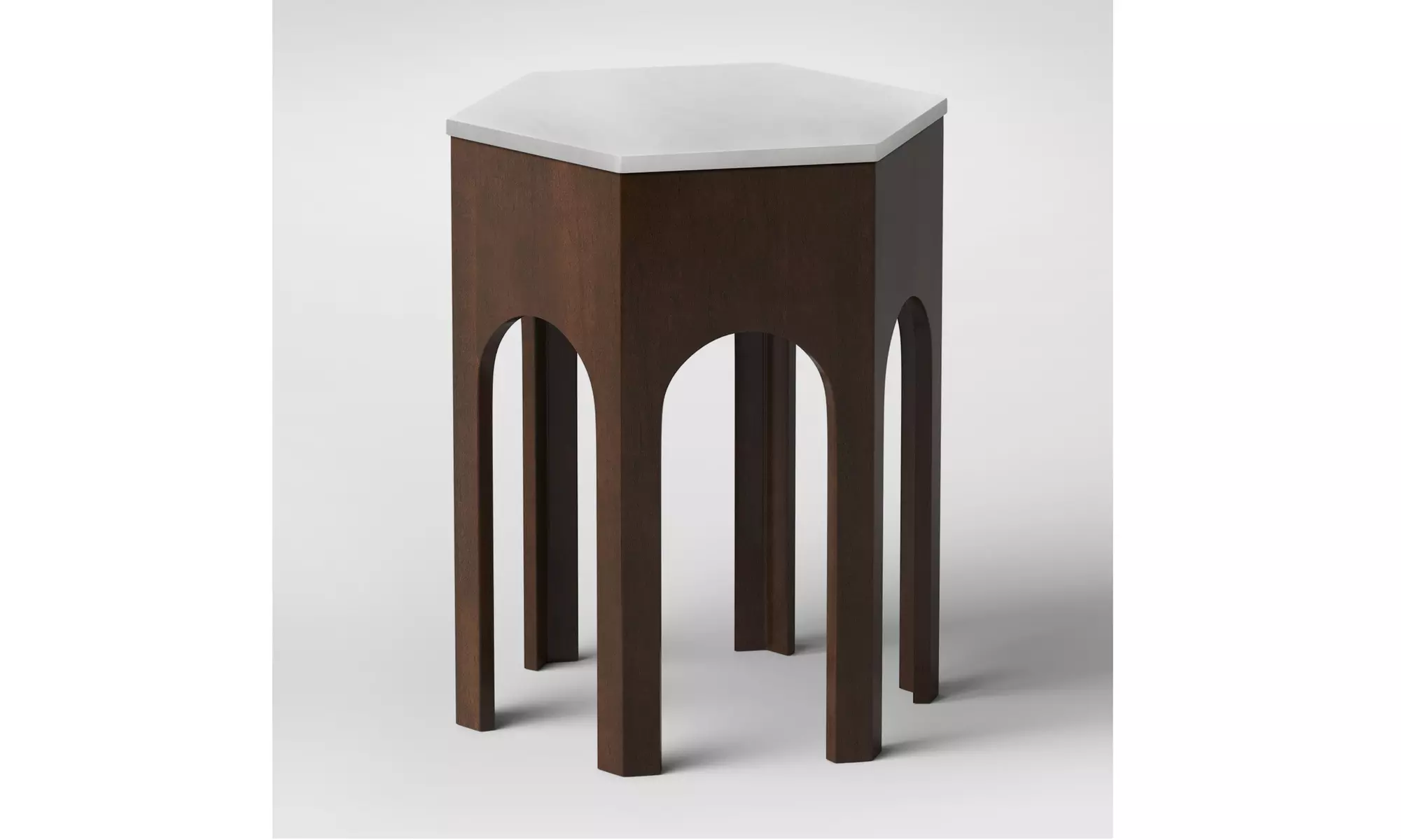 Wood and Marble Side Table Hexagon Shaped End Table by Opalhouse - Primary Image