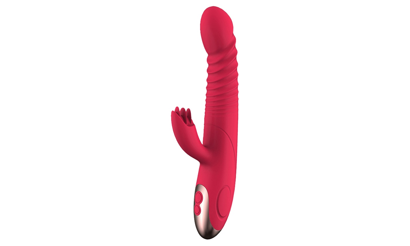2 In1 Heated Dildo Vibrator G Spot Stimulation Licking Massager 10 Modes - Second Medium