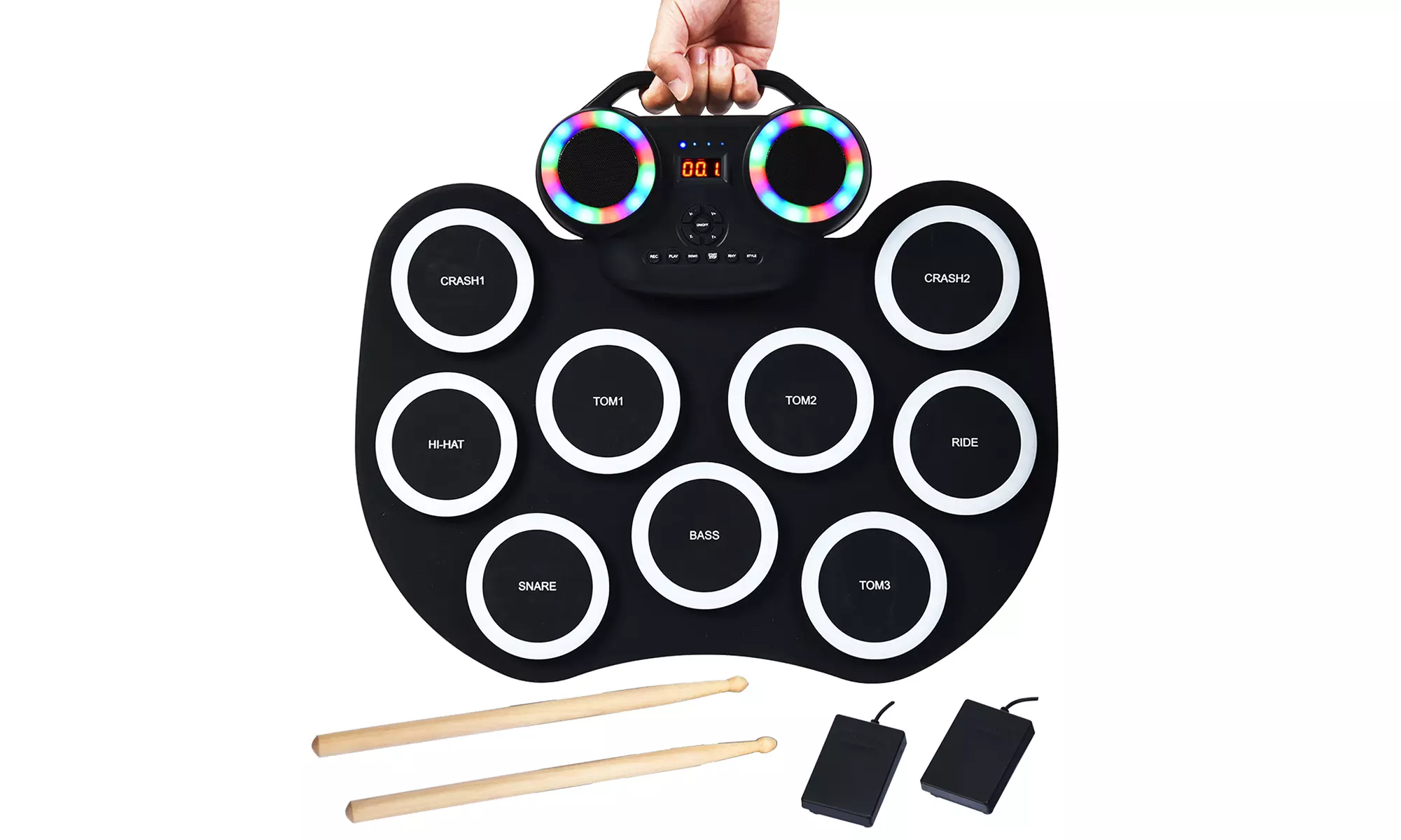 Costway Electronic Roll Up Drum Set 9 Pads MIDI Drum w/ LED Lights - Primary Image