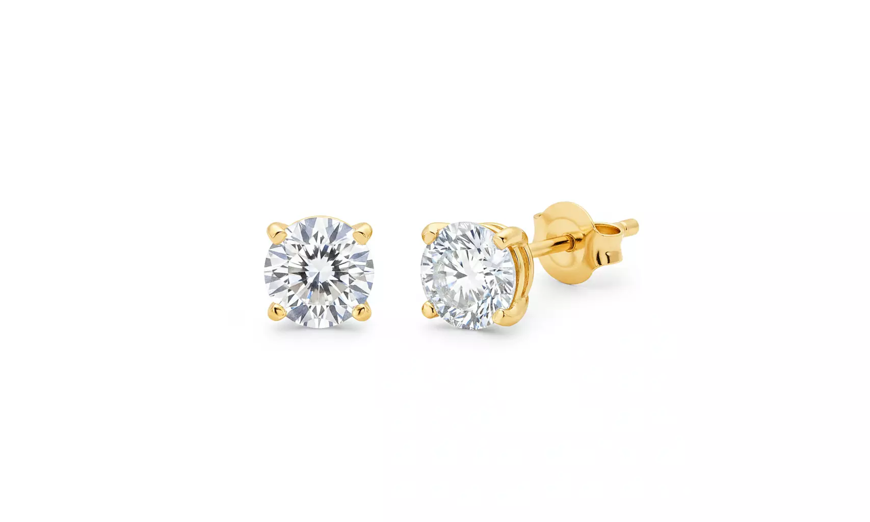 14K Rose White & Yellow Gold Round cut Created Diamond 1/4, 1/2 ct Stud Earrings