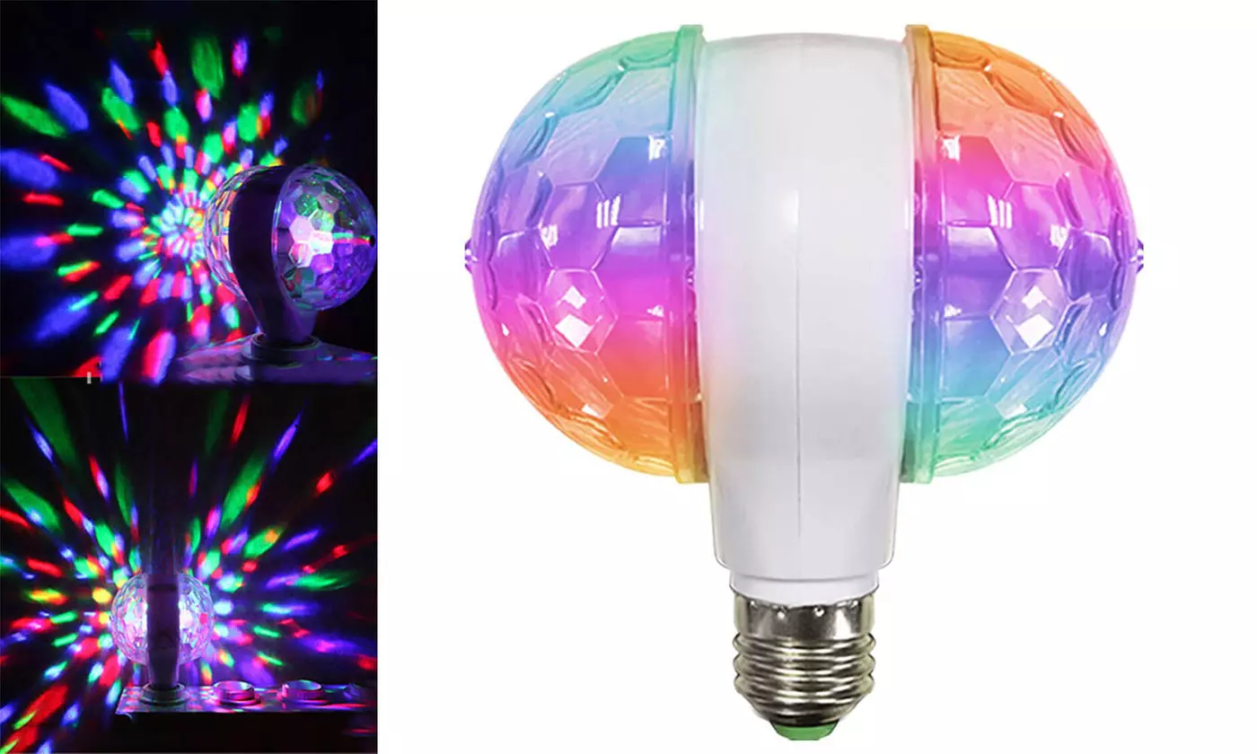 6W E27 LED RGB Dual Crystal Ball Rotating Stage Light Bulbs DJ Disco Party Lamp - Primary Image