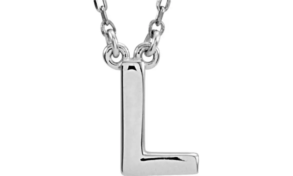 Paris Jewelry Letter-L Pendant White Gold-Plated Necklace - Primary Image