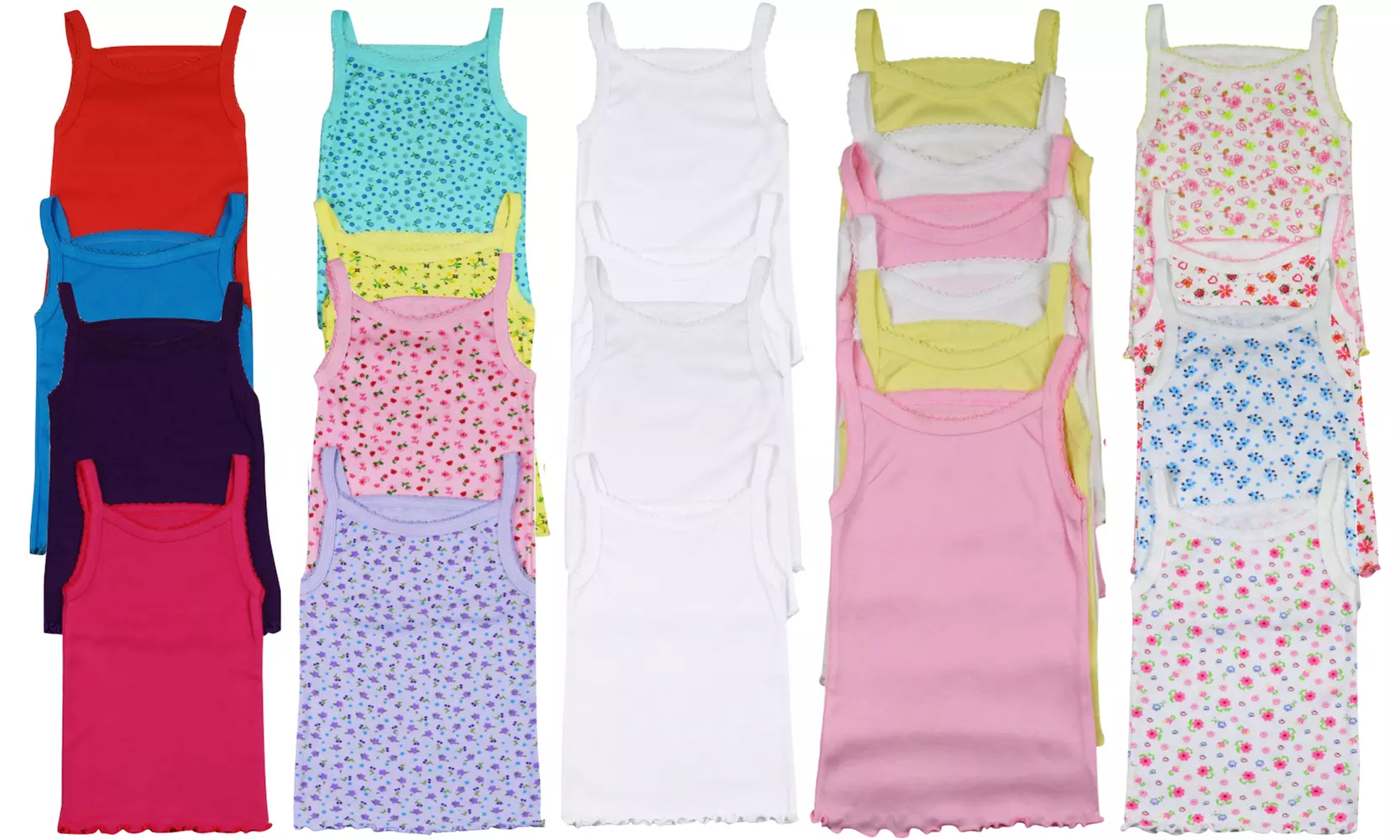 (4-Pack) Girl's Spaghetti Strap Cotton Camis 1-12 Year Old