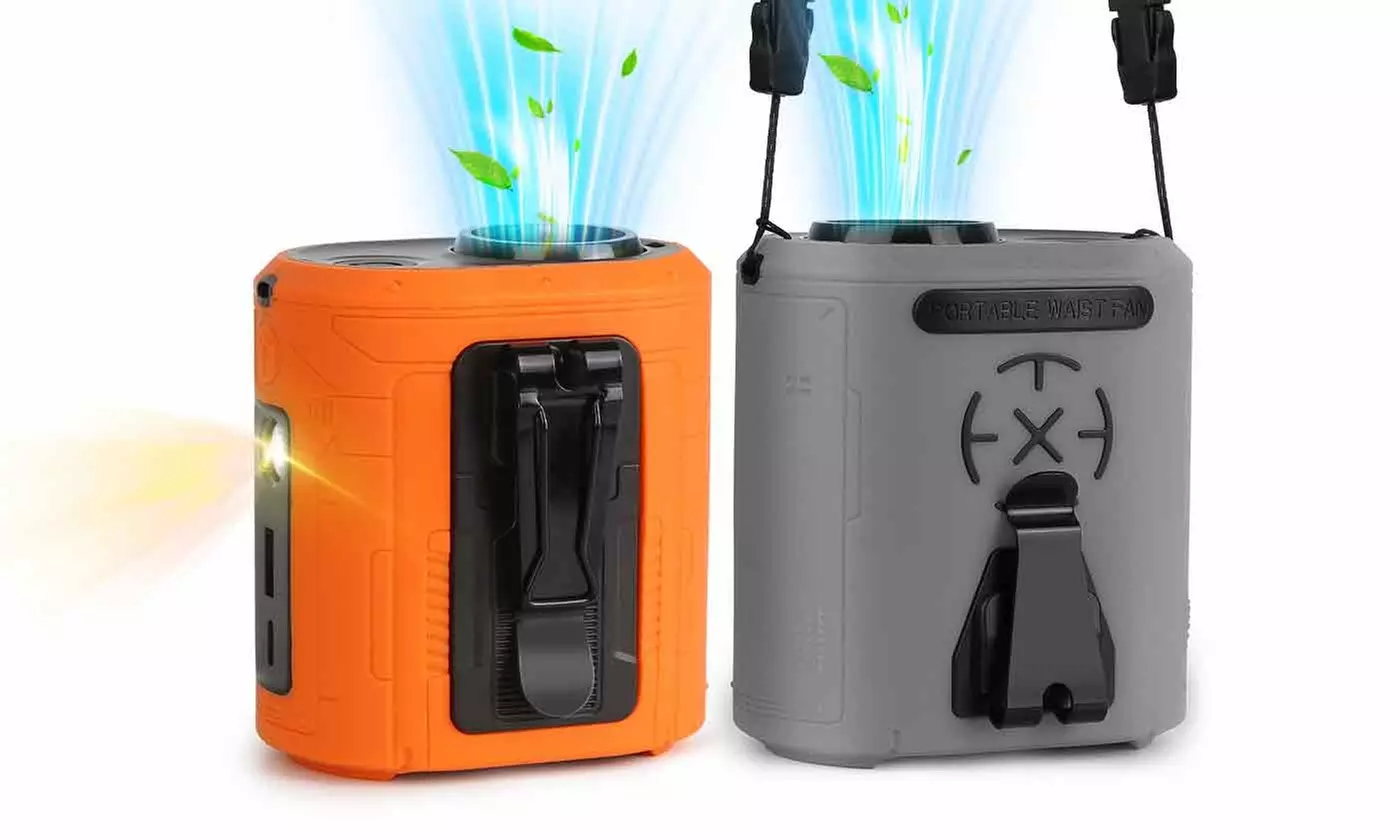 iMounTEK 5-in-1 Waist Clip Fan with 5 Speeds, Flashlight & 10000mAh Power Bank