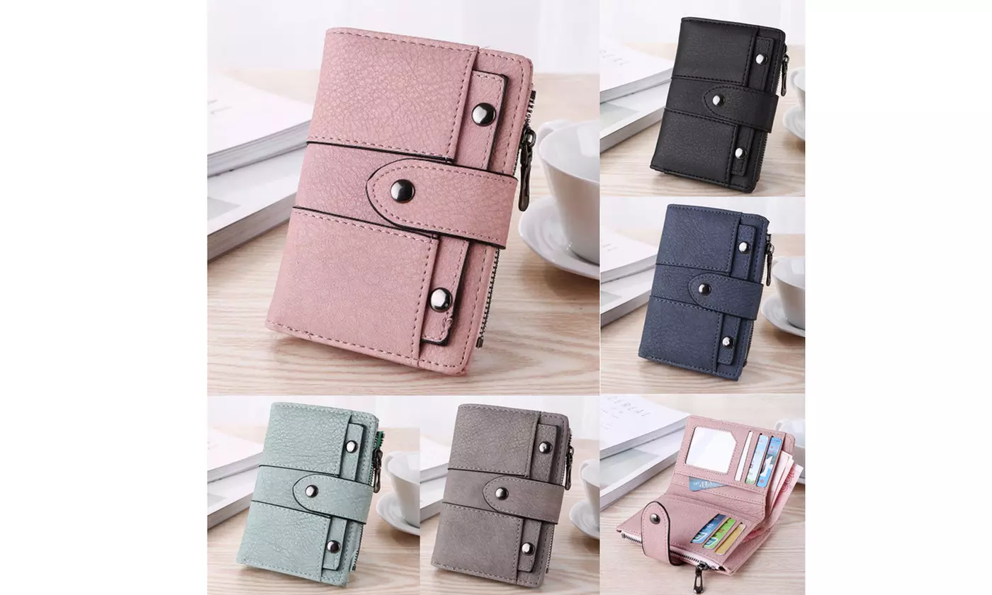 Womens Leather Wallet Credit Card Holder Bifold Purse Clutch - Primary Image