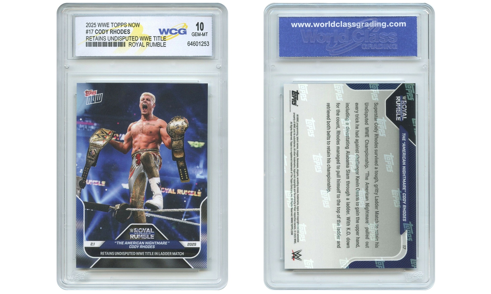 2025 WWE Topps Now CODY RHODES WWE Undisputed Champion Card #17 - Gem Mint 10