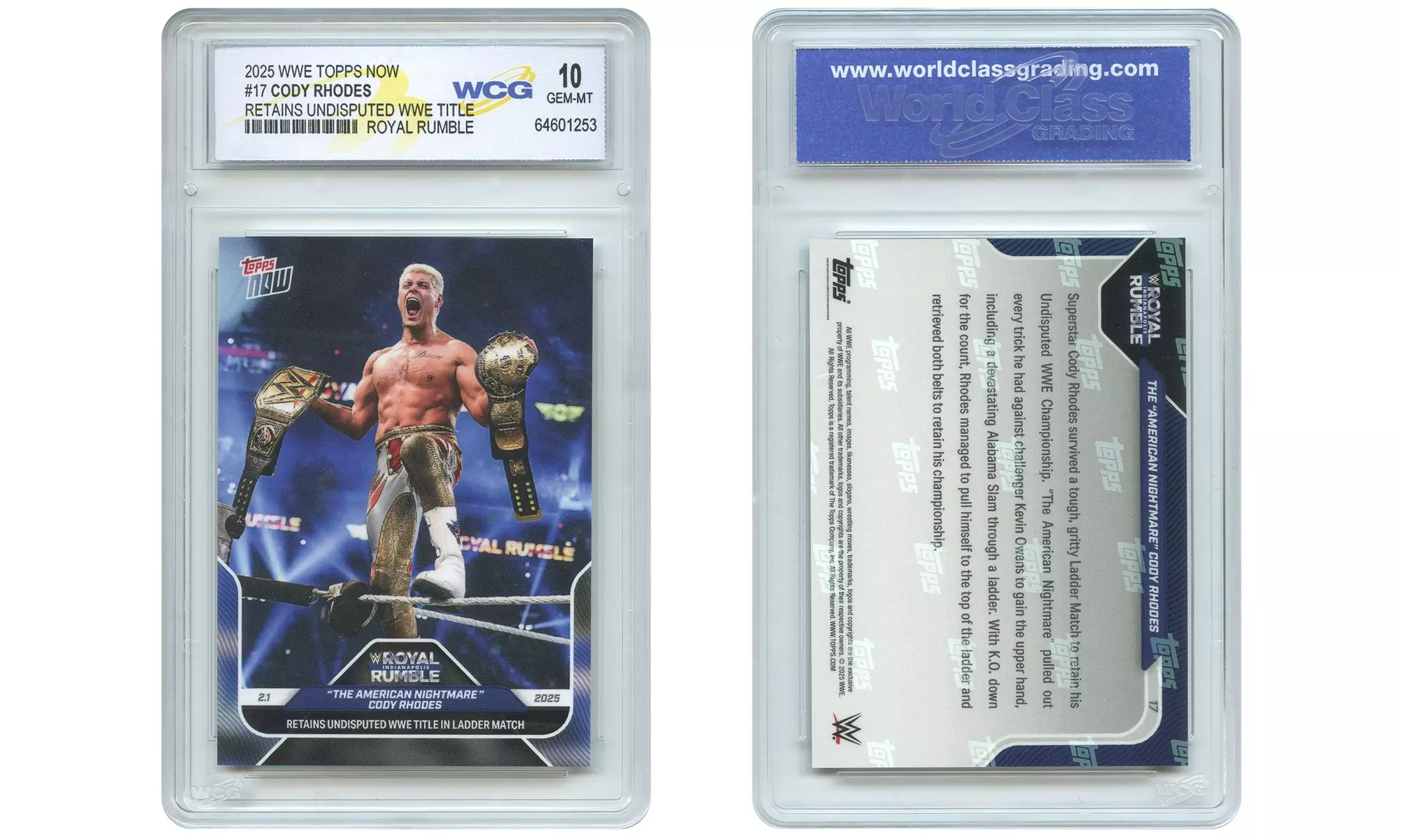2025 WWE Topps Now CODY RHODES WWE Undisputed Champion Card #17 - Gem Mint 10 - Primary Image