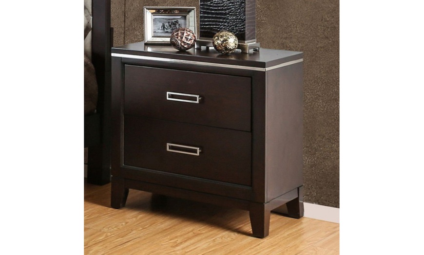 Image 1: Winnifred Contemporary Night Stand In Cherry Finish