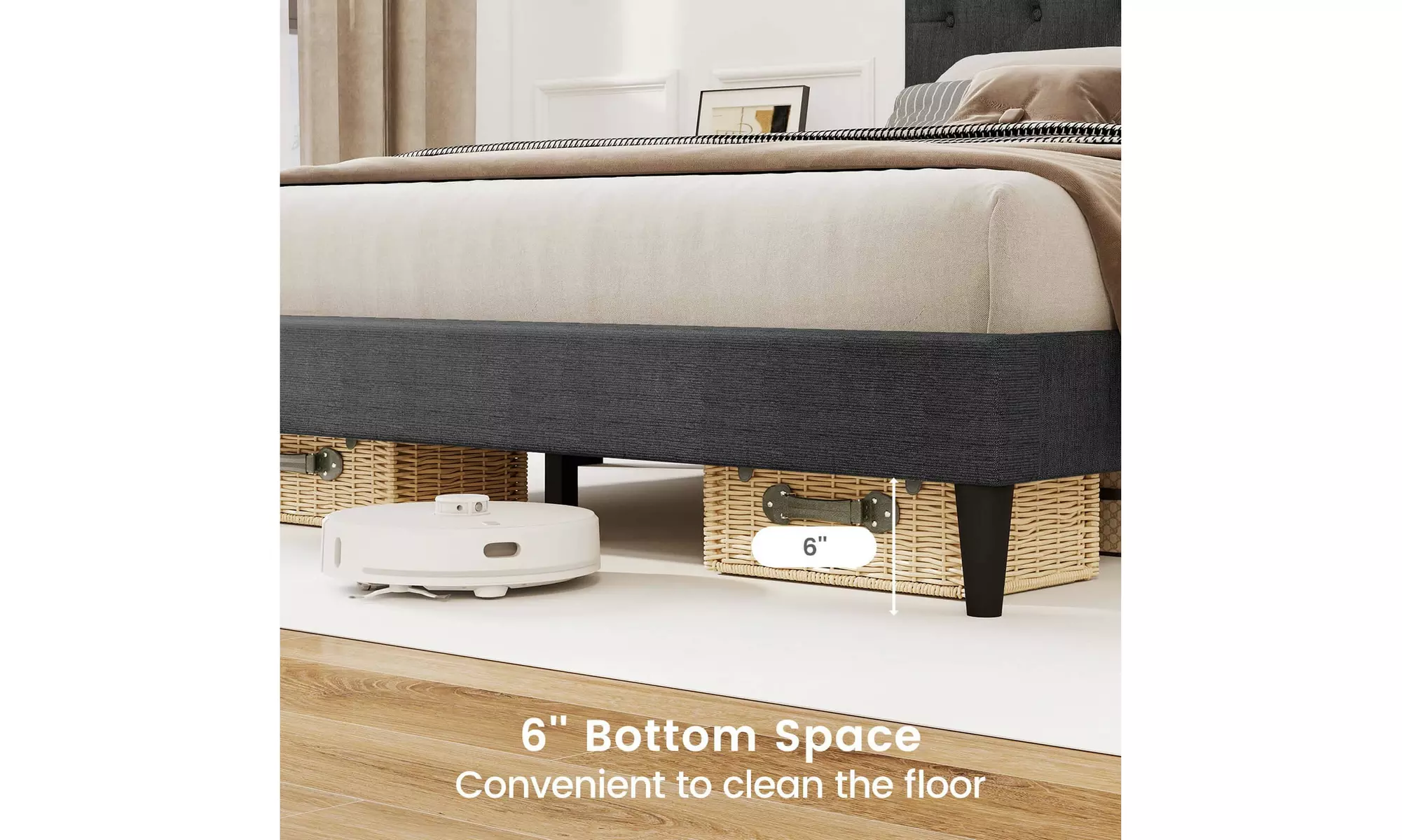 Costway Bed Frame with High Headboard and Wooden Slats