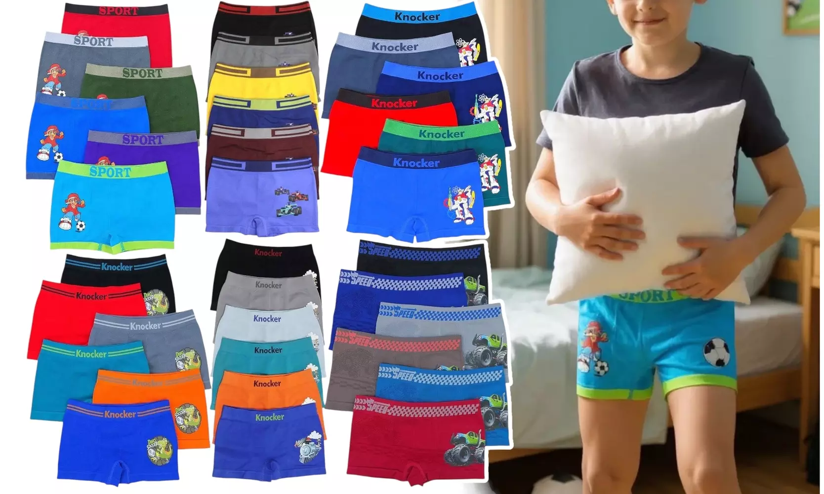 Boys' Multi-Pack Of Random Assortment Boxer Brief Trunks Underwear