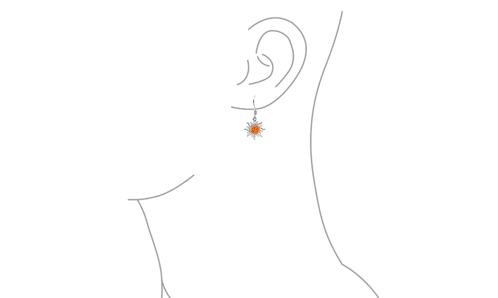 Orange Fire Opal Sun Burst Drop Earrings 925 Sterling Silver - Second Medium