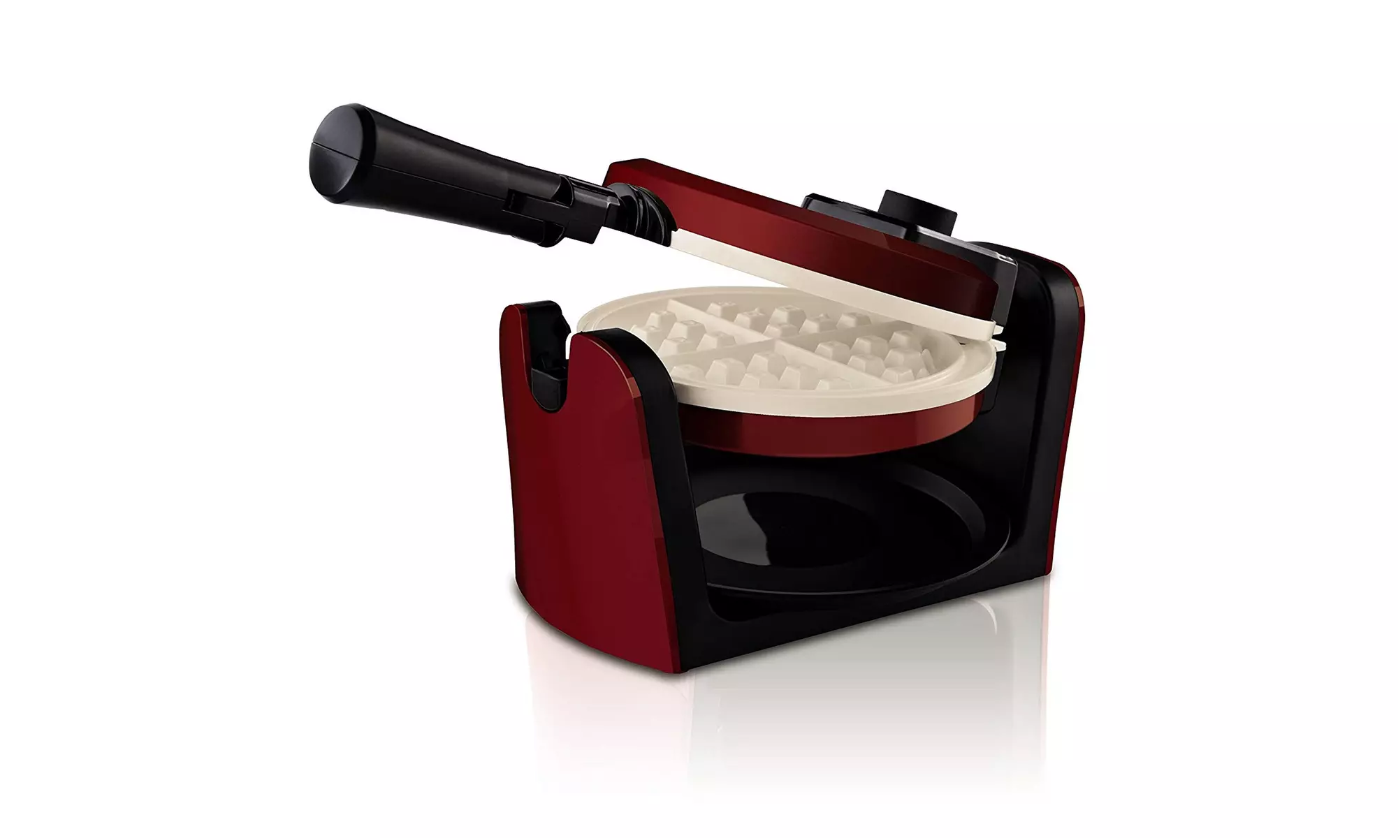 Oster Titanium Infused DuraCeramic Flip Waffle Maker, Candy Apple Red - Primary Image