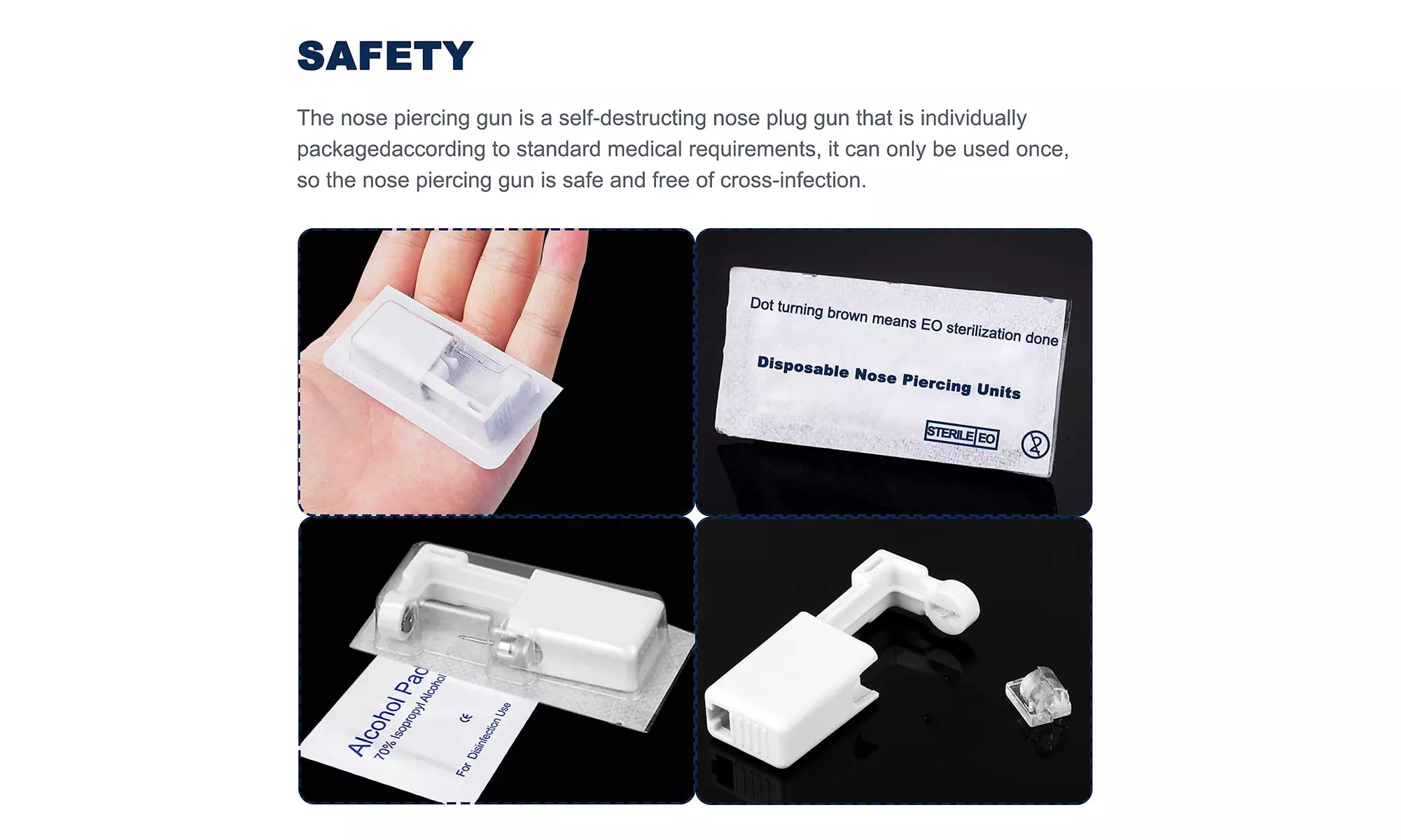 2 Pack Nose Piercing Kit, GCHSSS Disposable Safe Sterile - Second Medium