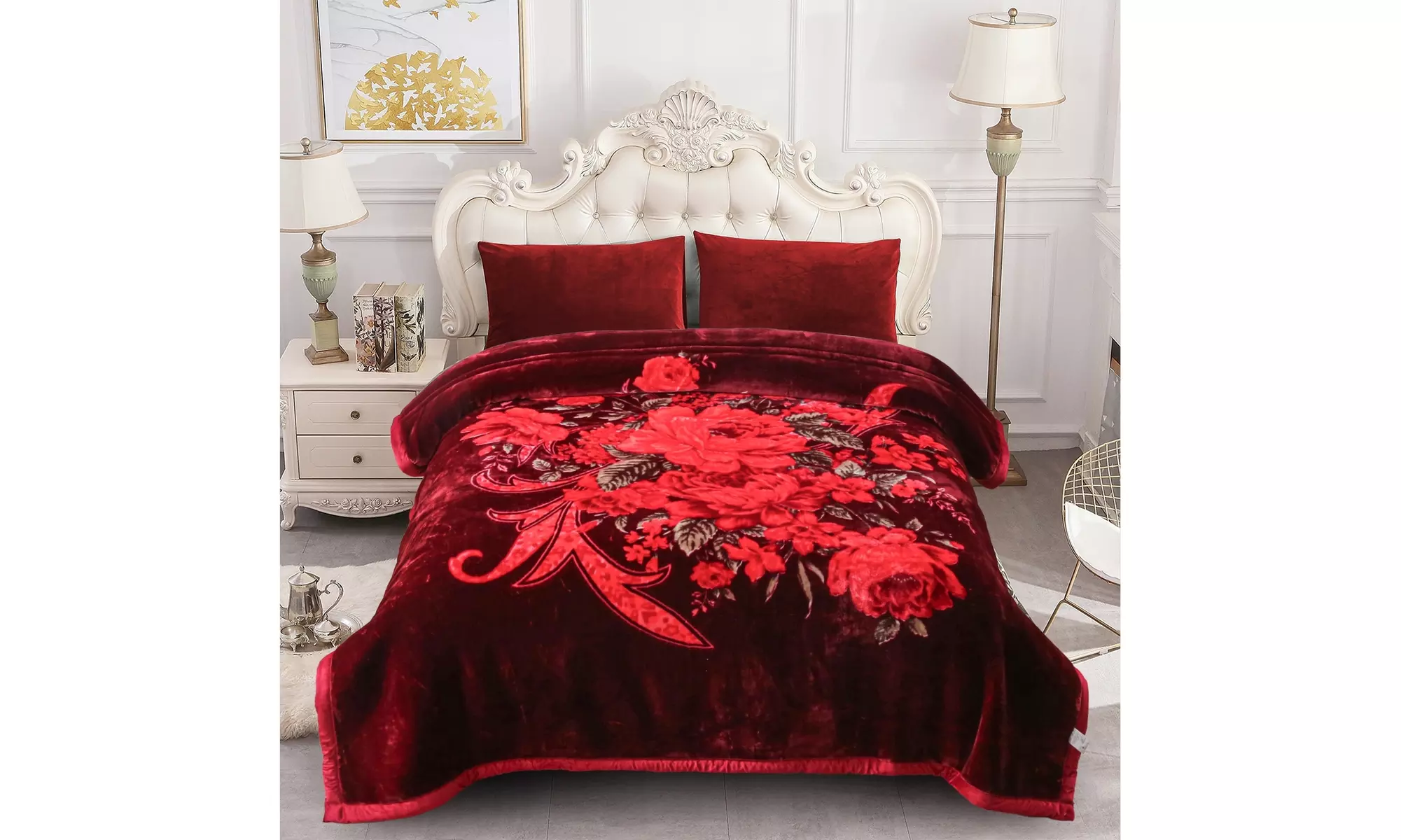 JML Heavy Fleece Blanket,2 Ply Printed Bed Blanket For King Size,85"x93",10Lb