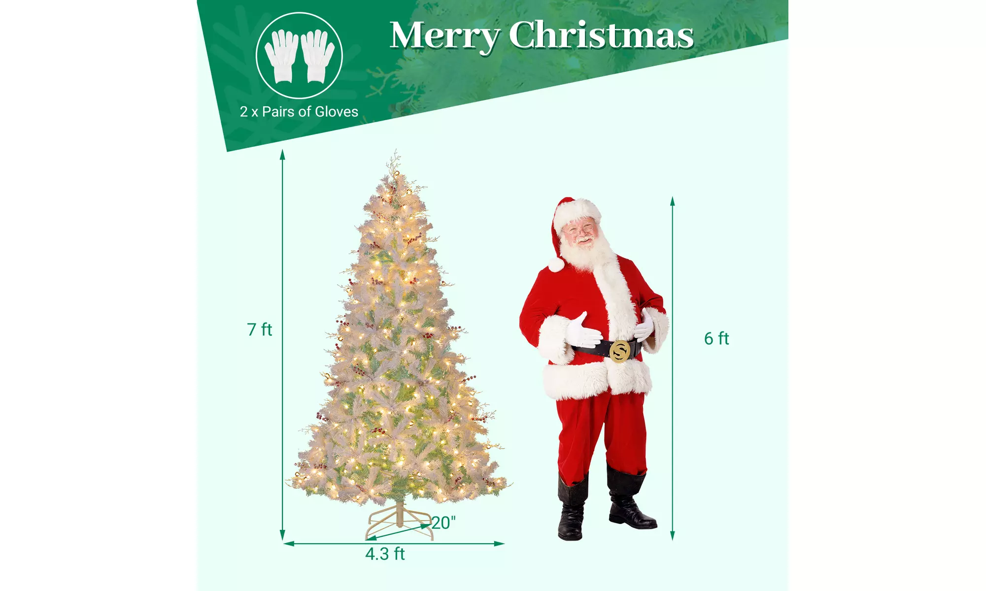 Costway Pre-Lit Artificial Christmas Tree with Branch Tips | Warm White LED Lights | Easy Setup & Home Decor