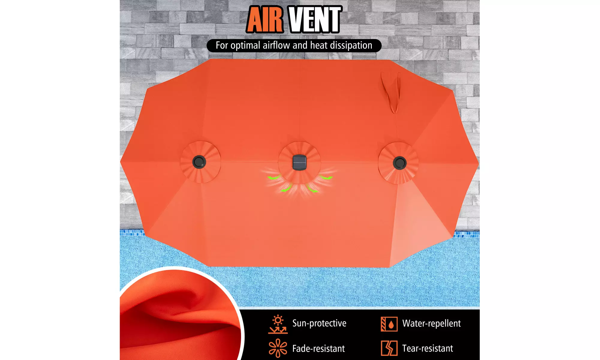 Costway 15.5 FT Extra-Large Patio Umbrella with LED Solar Lights