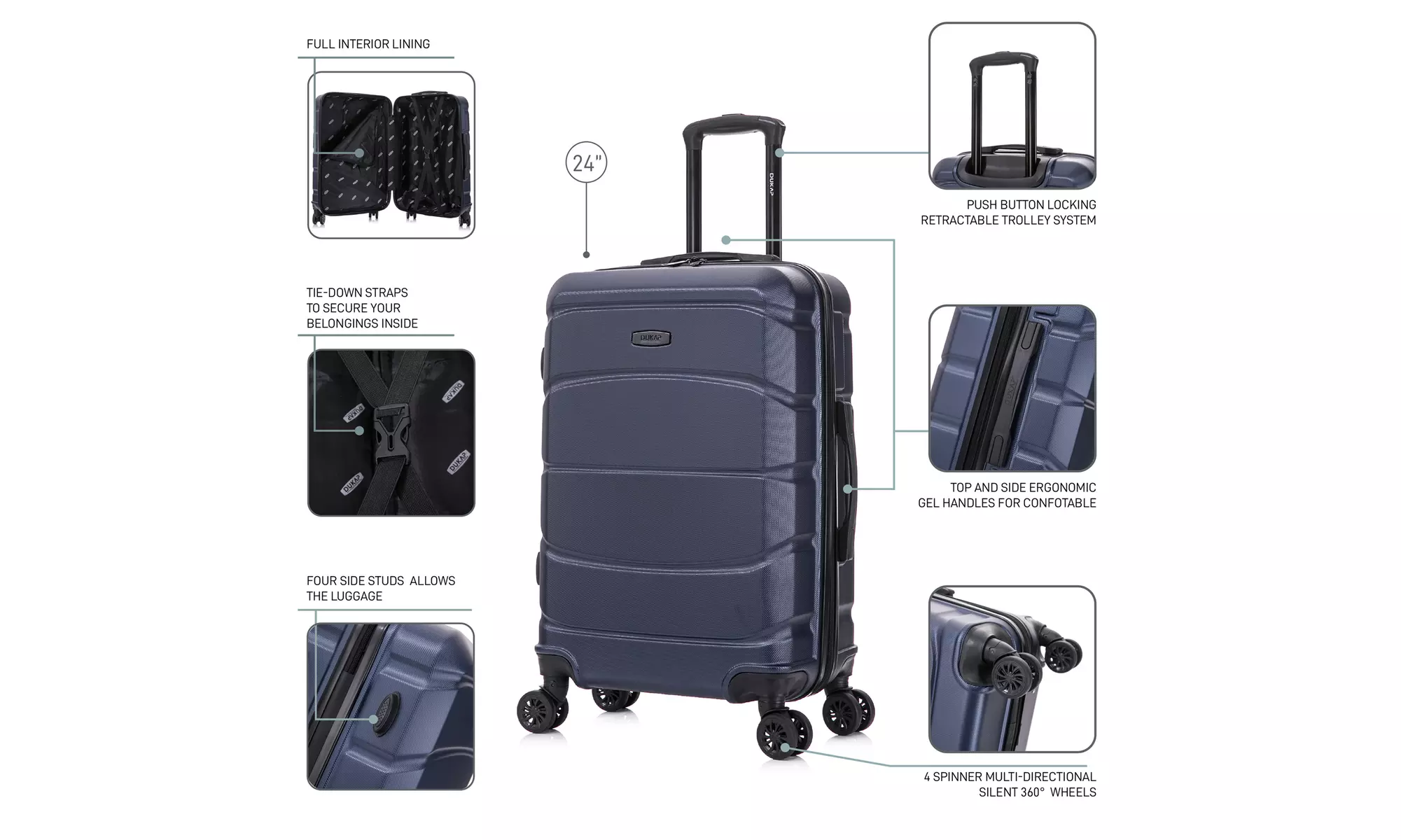 DUKAP Sense Lightweight Hardside Spinner Luggage 20"/24"/28"