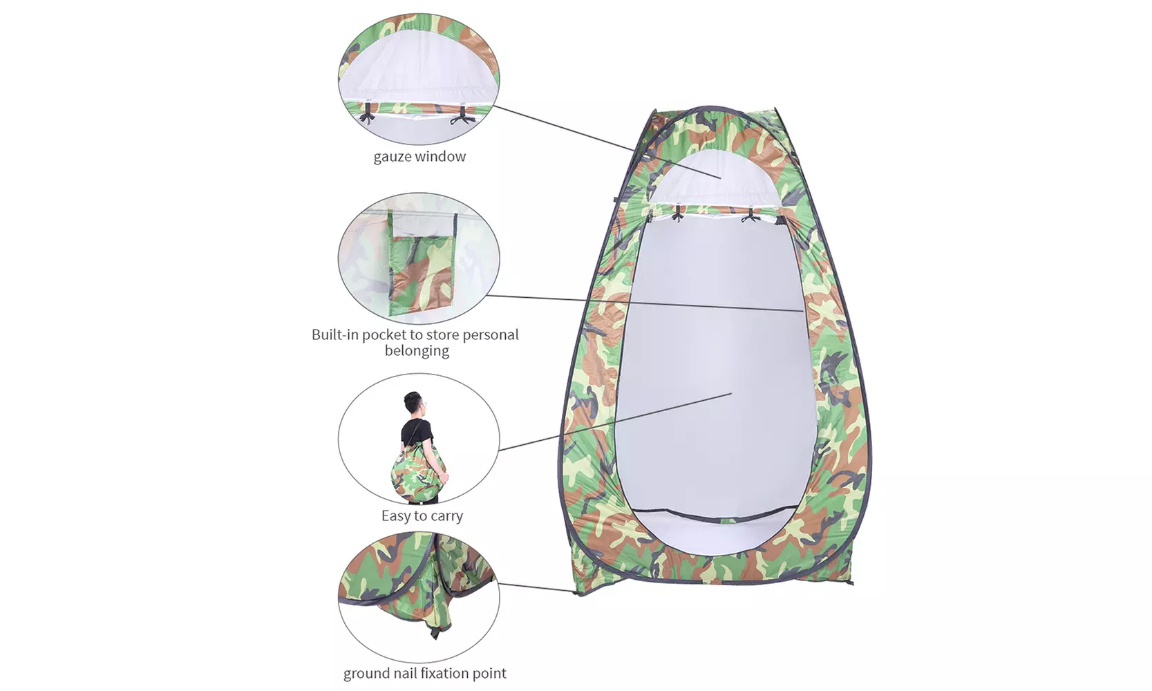 Pop Up Tent Portable Shower Tent Outdoor Privacy Toilet & Changing Room 