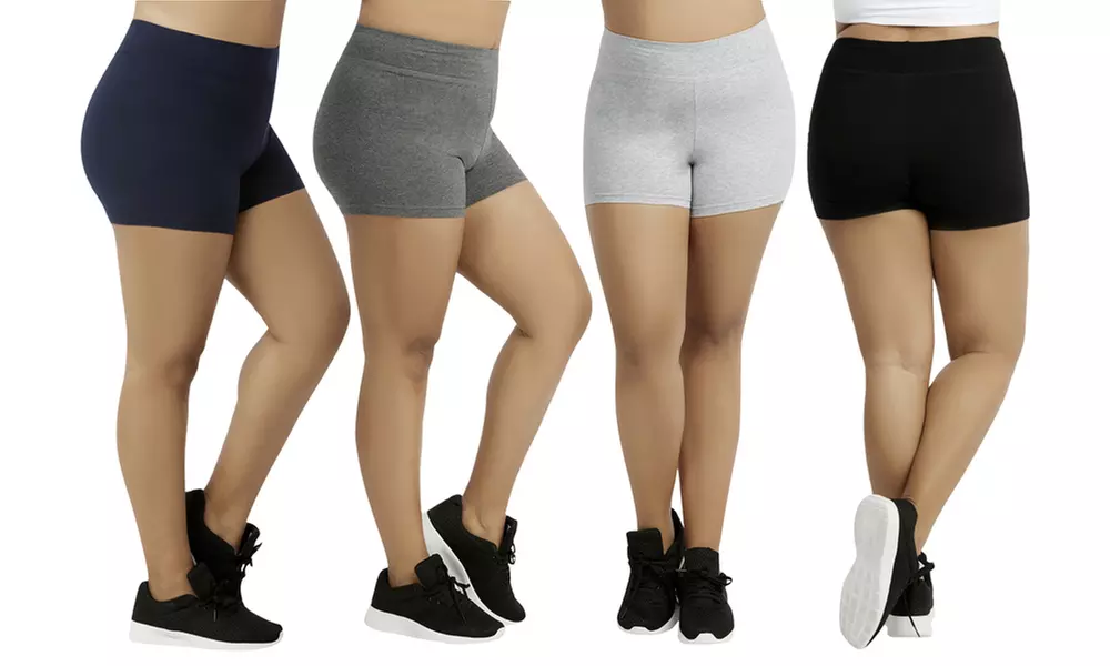 (4 Pack) Women's Plus Size Cotton-Blend Control Shots - Primary Image