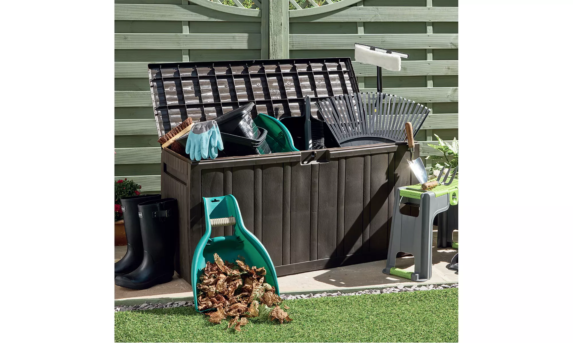 80 Gallon Deck Storage Tool Box Patio Storage Container Plastic Garden 2 color - Primary Image