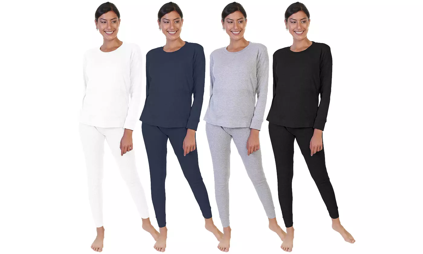 Women's COTTON Long Johns Thermal Underwear 2-Piece Set