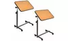 Costway Set of 2 Overbed Rolling Table Over Bed Laptop Desk Tilting Top Natural
