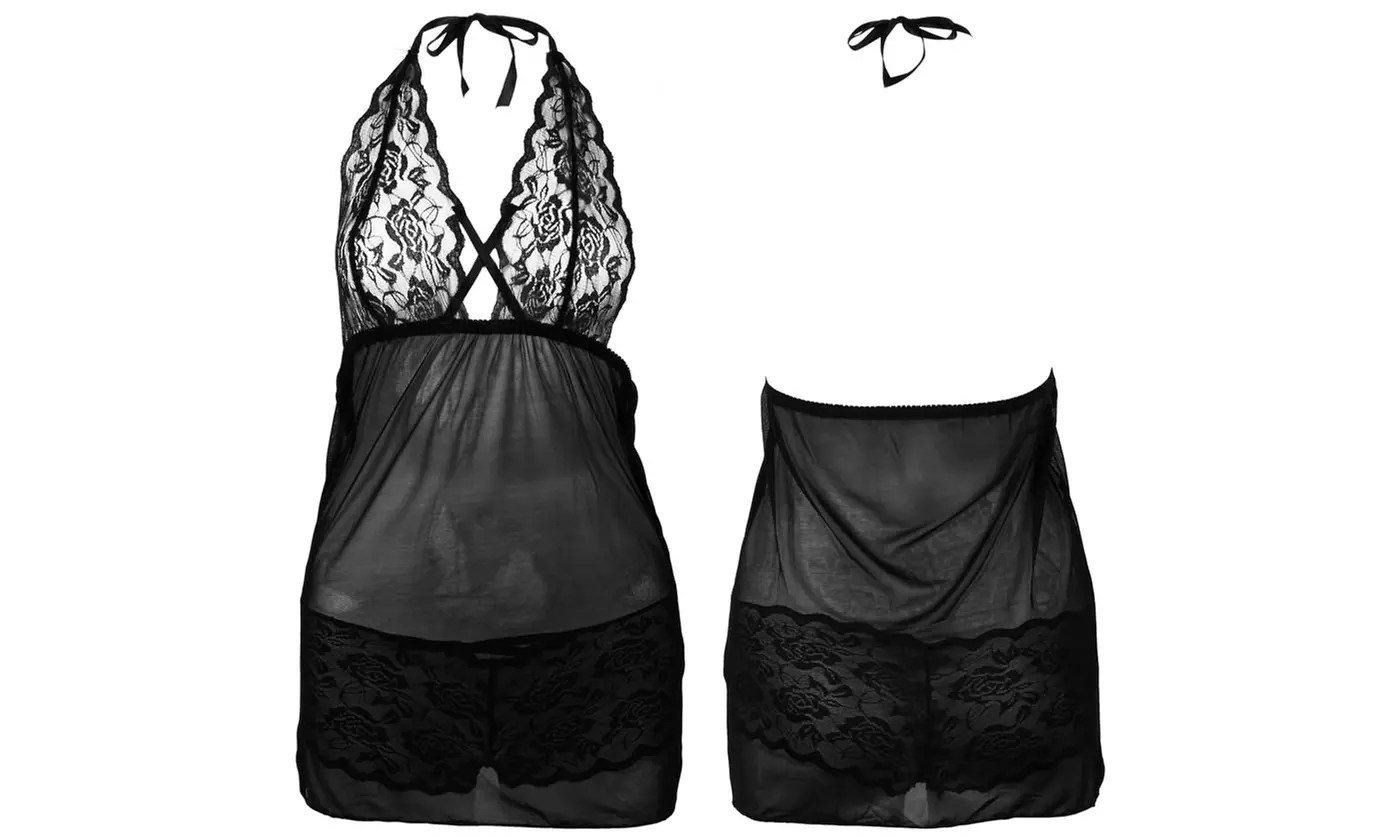Sexy Lingerie Women Nightgown Mini Sleepwear Pajamas Dress 