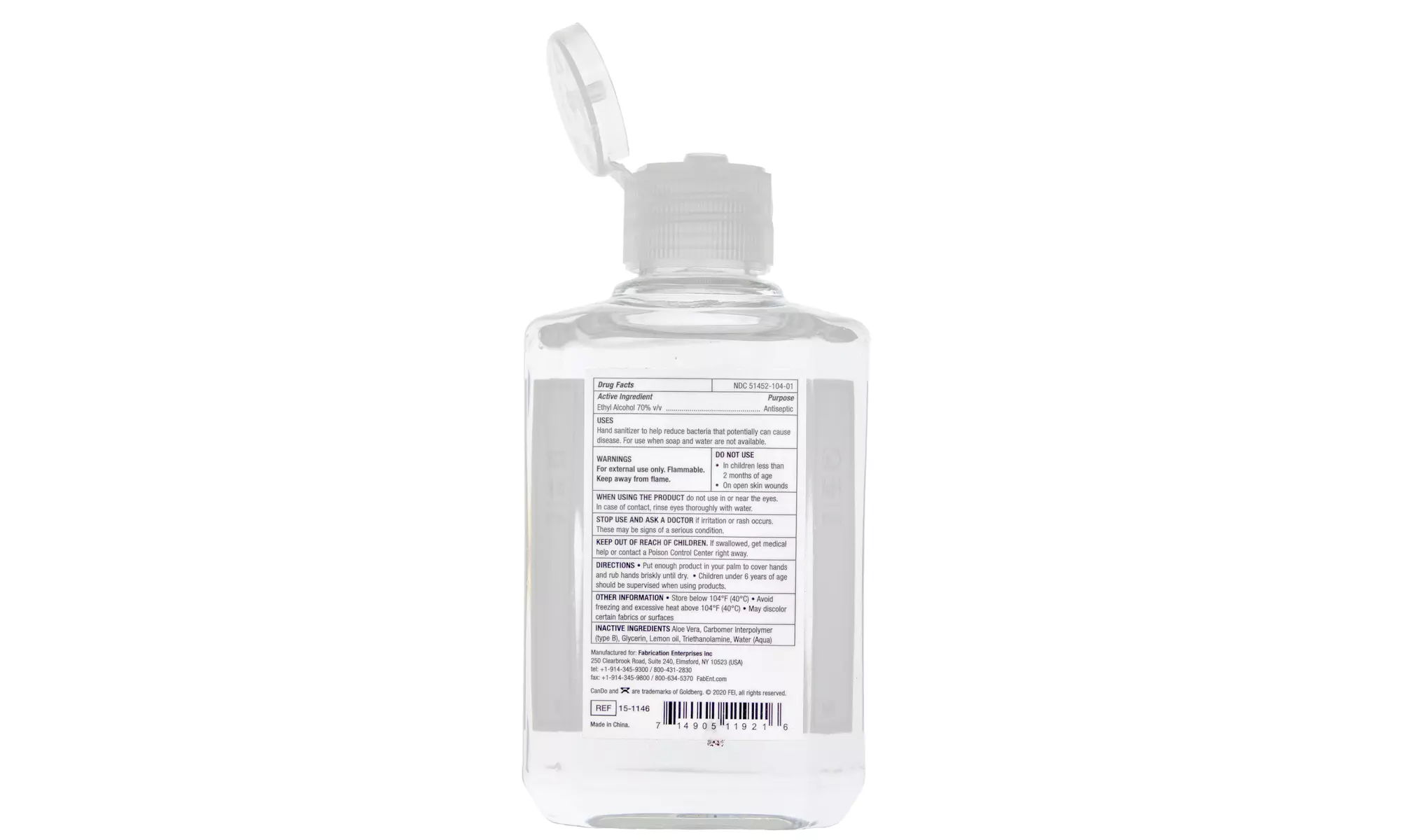 CanDo Ultra Hand Sanitizer with Aloe Vera, Flip Cap, 4 oz., Case of 20 - Second Medium