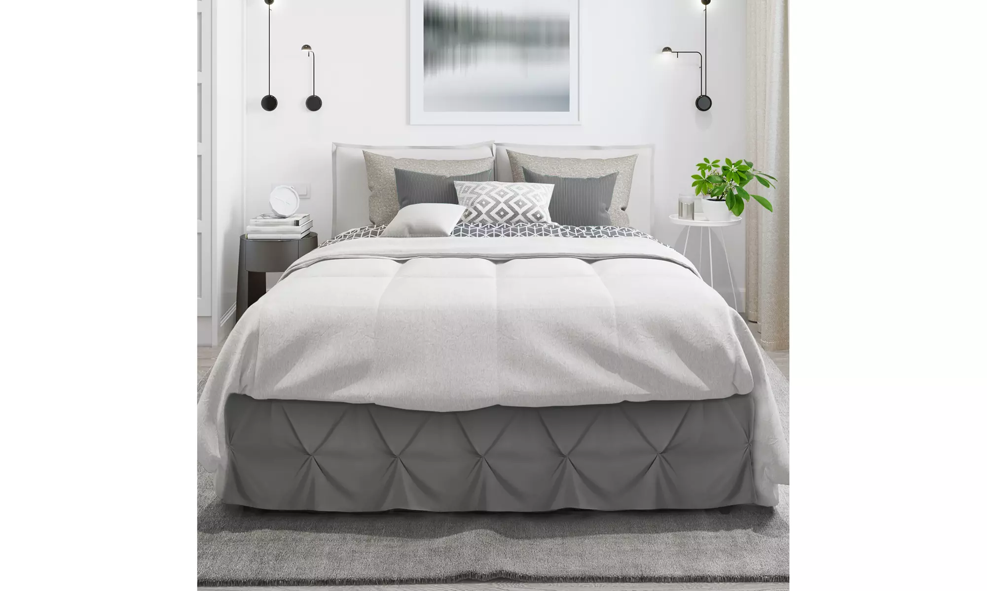 Nestl Pinch Pleat Bed Skirt - 14 inch Tailored Drop Pintuck Dust Ruffle