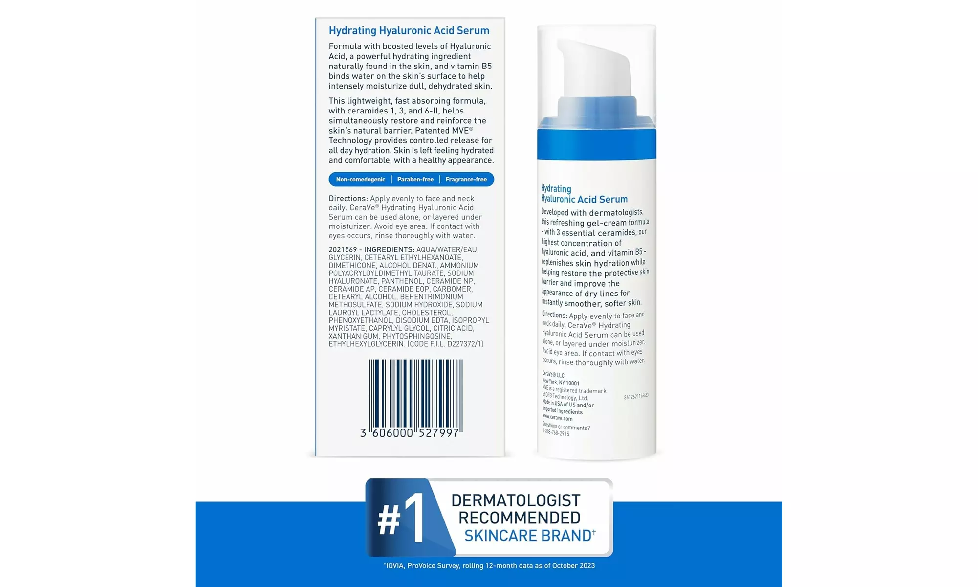 Cerave Hyaluronic Acid Serum for Face with Vitamin B5 1 Oz