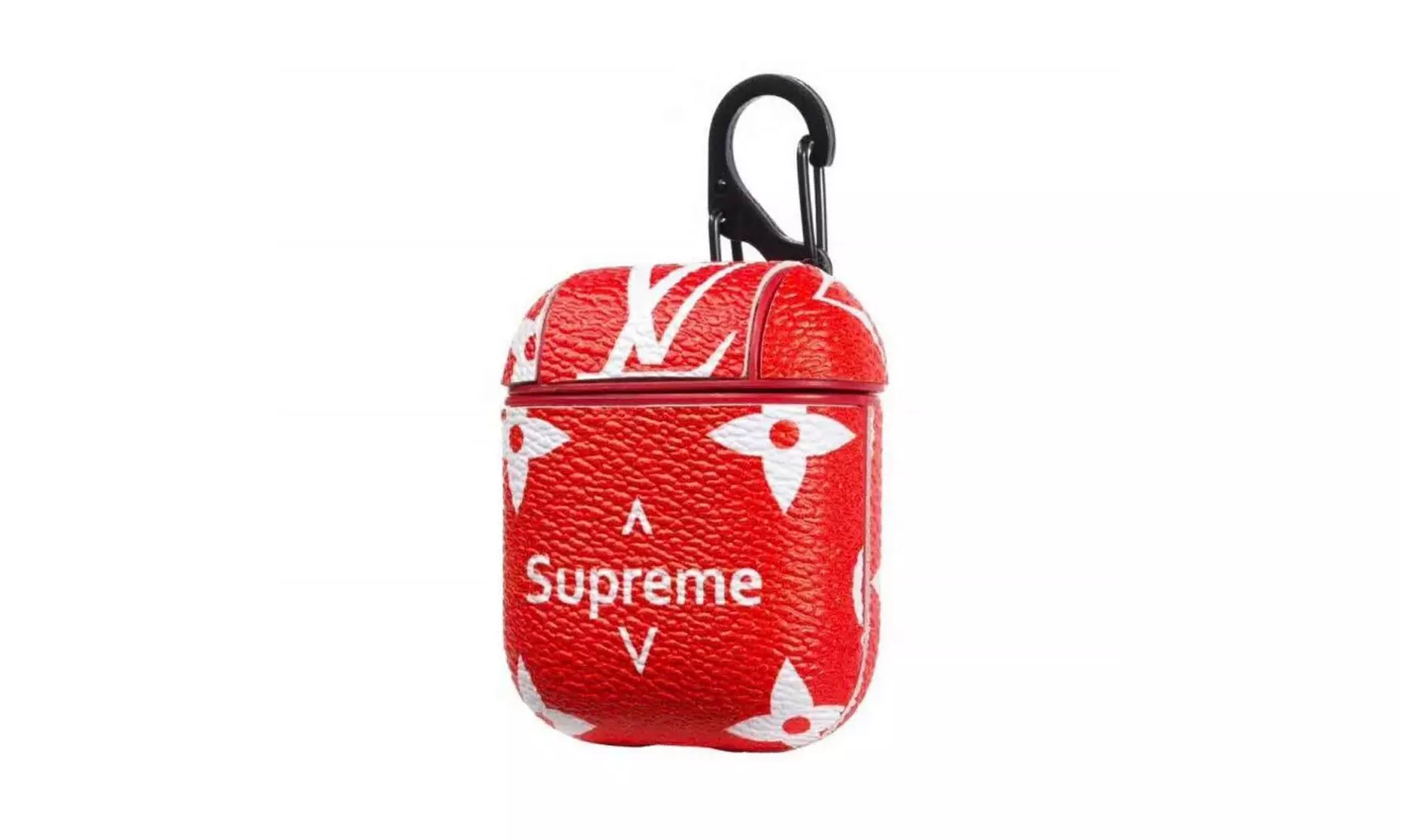 Supreme Custom Red Leather Apple AirPods 1 2 3 charging case cover - Second Medium