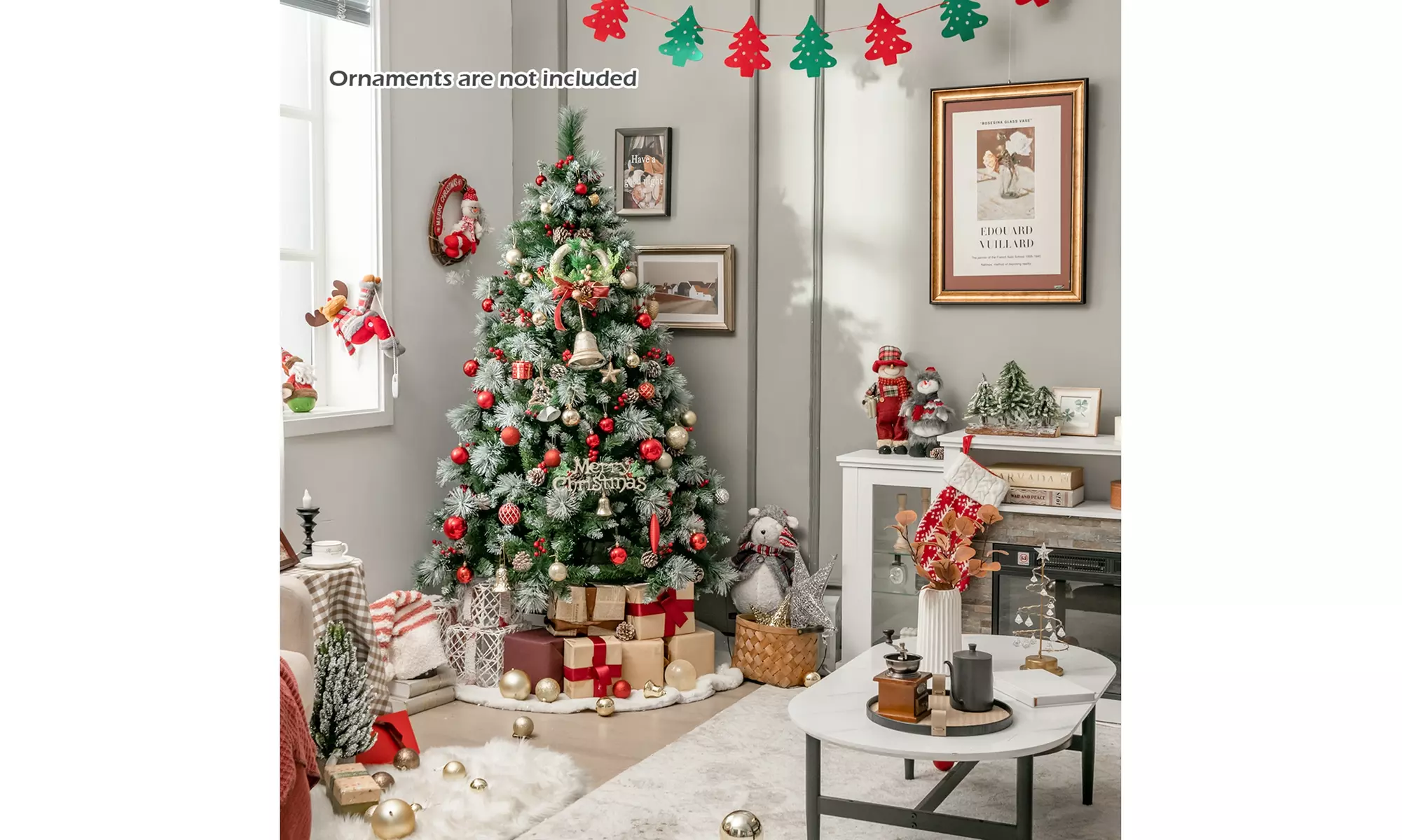 Costway 6 FT Pre-Lit Artificial Christmas Tree Hinged Pine Needles 350 LED Light