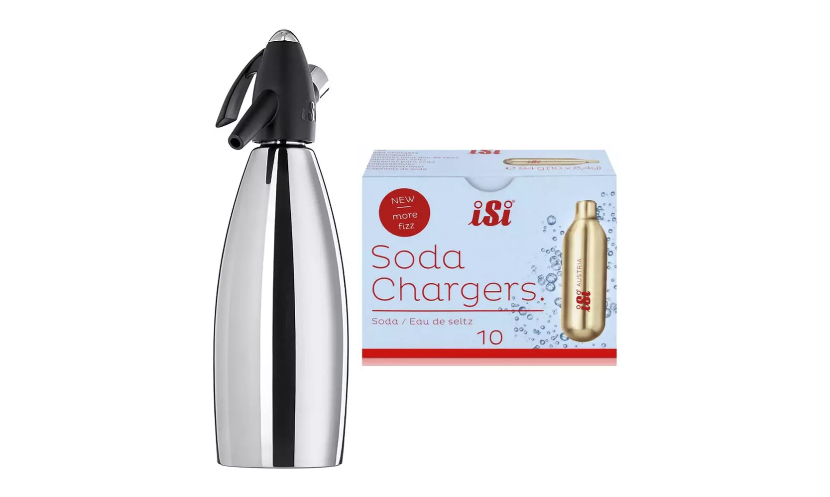 iSi Stainless Steel Soda Siphon (1 Liter) with CO2 Soda Siphon Chargers Bundle - Primary Image