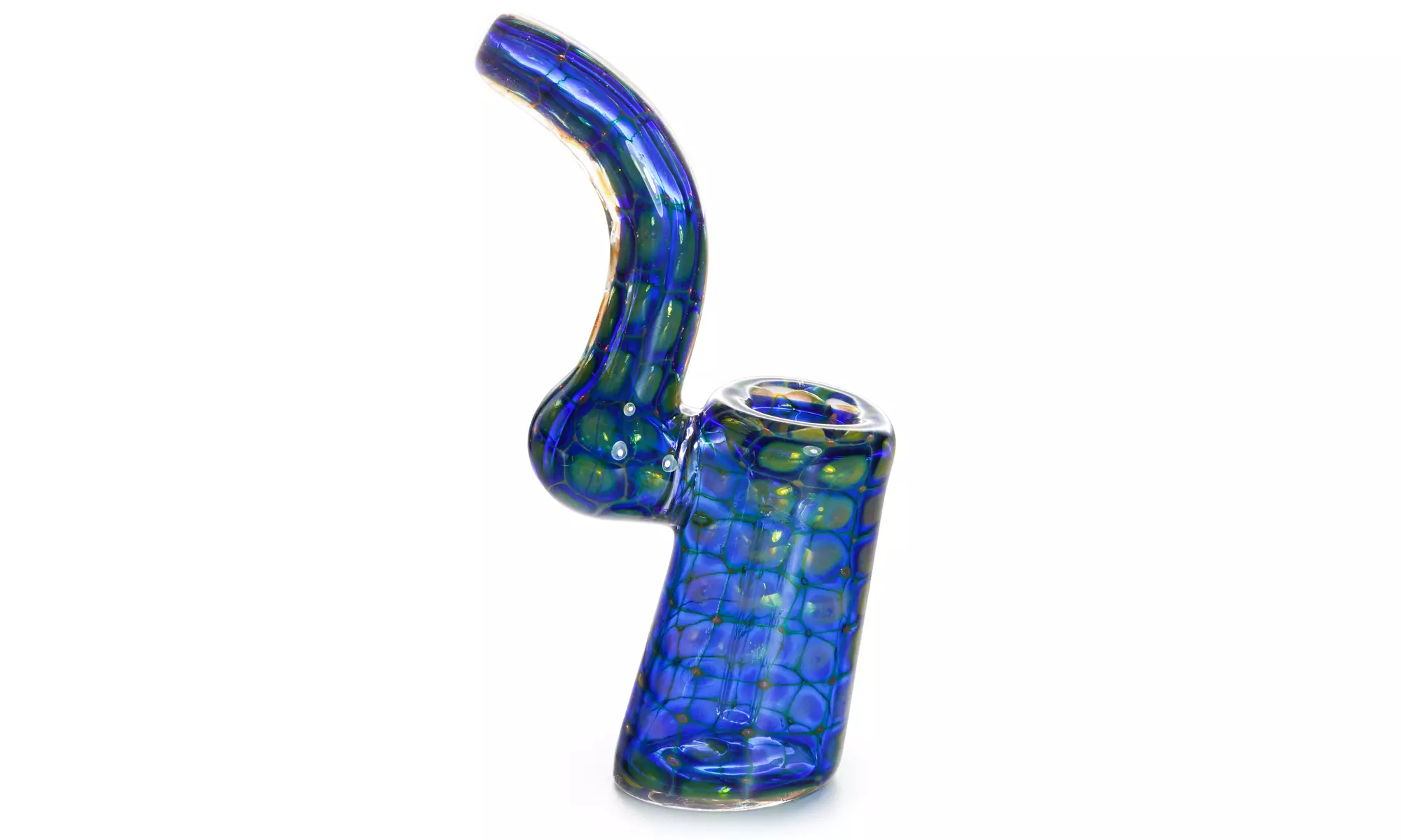 Blue Multicolor Hand Blown Sherlock Glass Bubbler - Primary Image