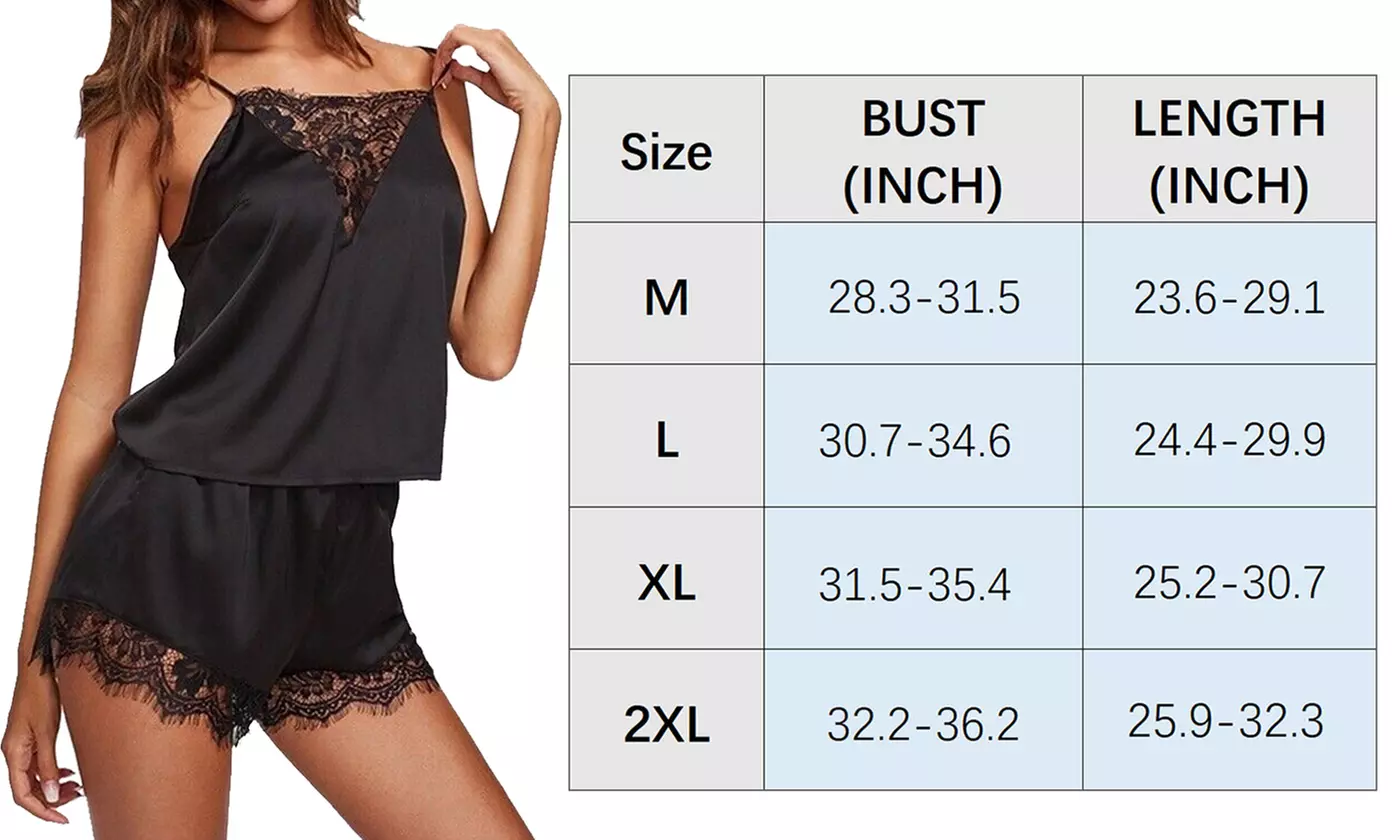 Women Satin Lace Sleepwear Babydoll Nightdress Sexy Lingerie Pajamas Set
