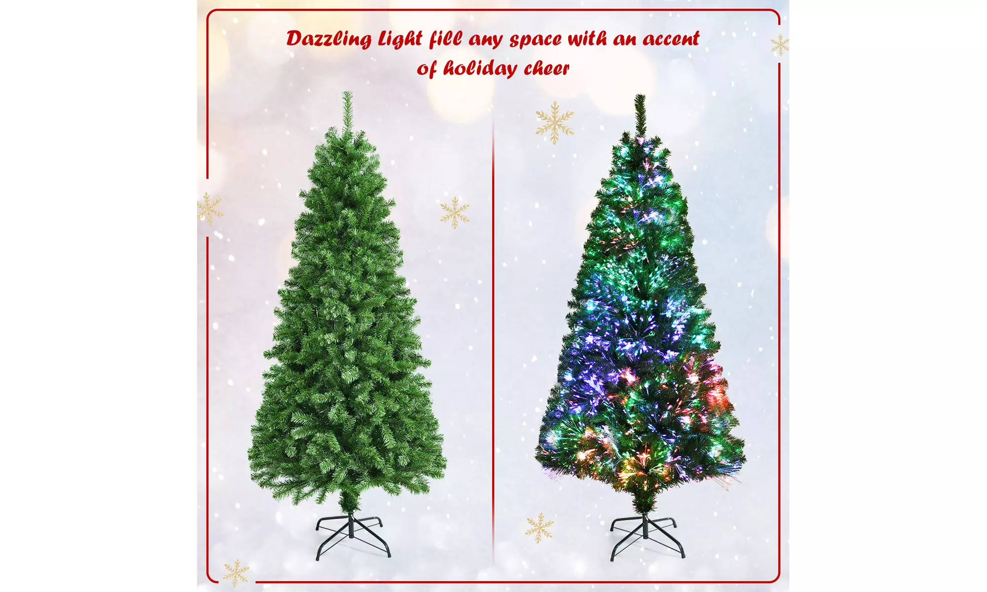 Costway 6ft Pre-lit Fiber Optic PVC Artificial Christmas Tree w/ 617 Branch Tips