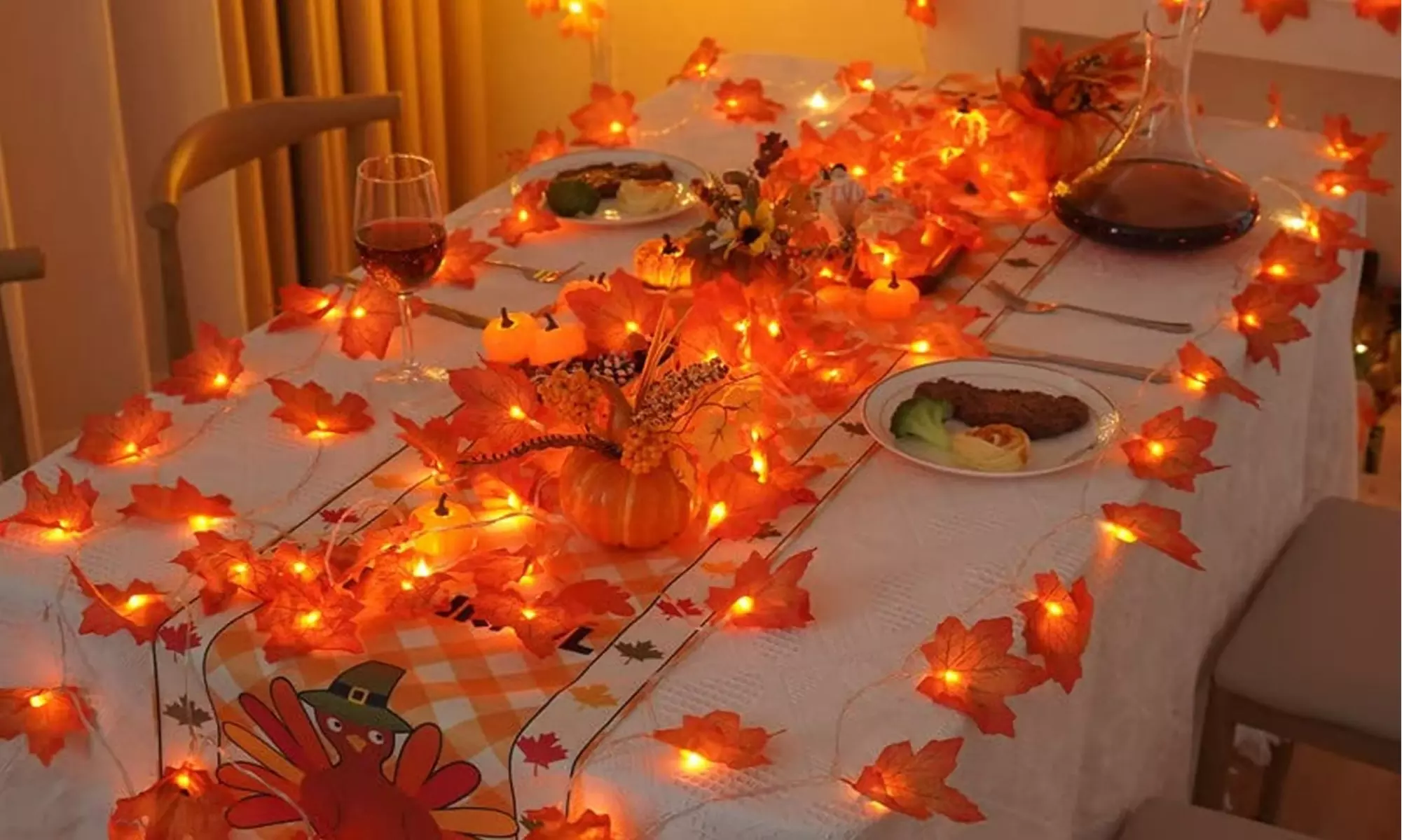 Maple Leaf String Lights Fall Leaves Garland with Lights for Holiday Decor - Primary Image