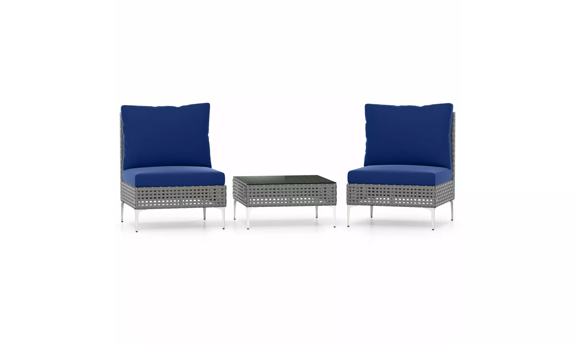 Costway Outdoor Furniture Set with Seat & Back Cushions Coffee Table