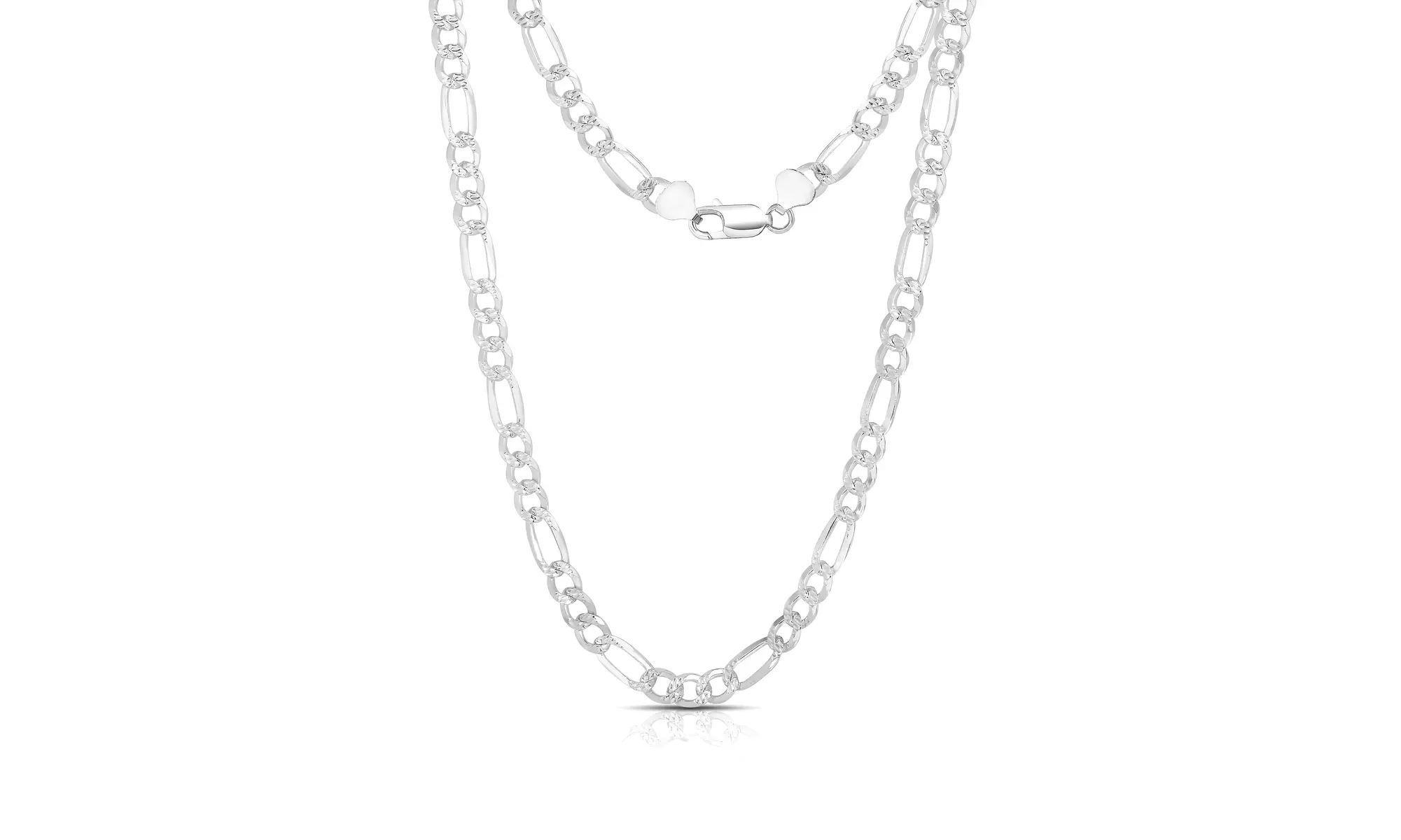 Italian 7MM Pave Figaro Chains in Sterling Silver - Primary Image