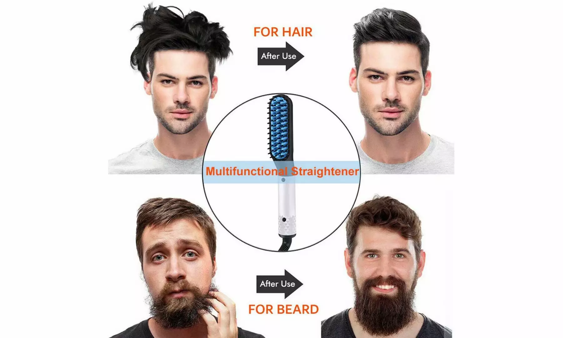 Beard Straightener Heated Beard Comb and Beard Brush for Men with Beard Oil - Second Medium