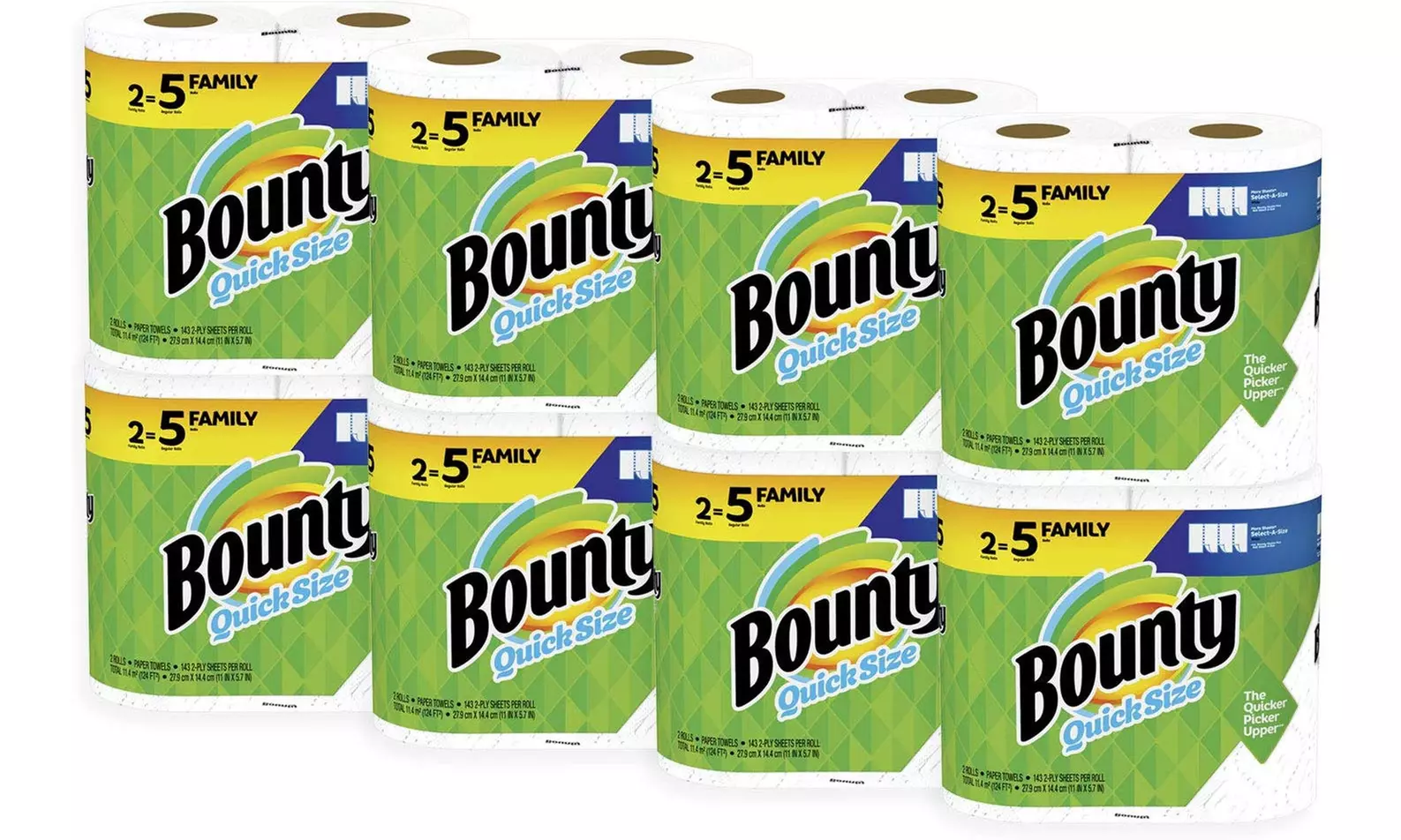 Bounty Quick-Size Paper Towels, White, Family Rolls, 16 Count - Primary Image