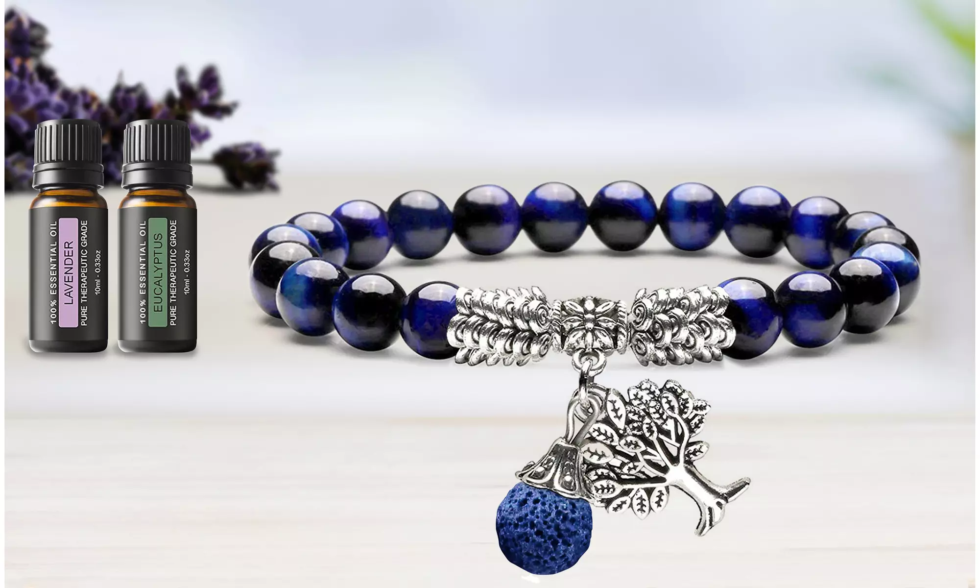 Tree of Life Bohemian Lava Diffuser Bracelet with Optional Essential Oils