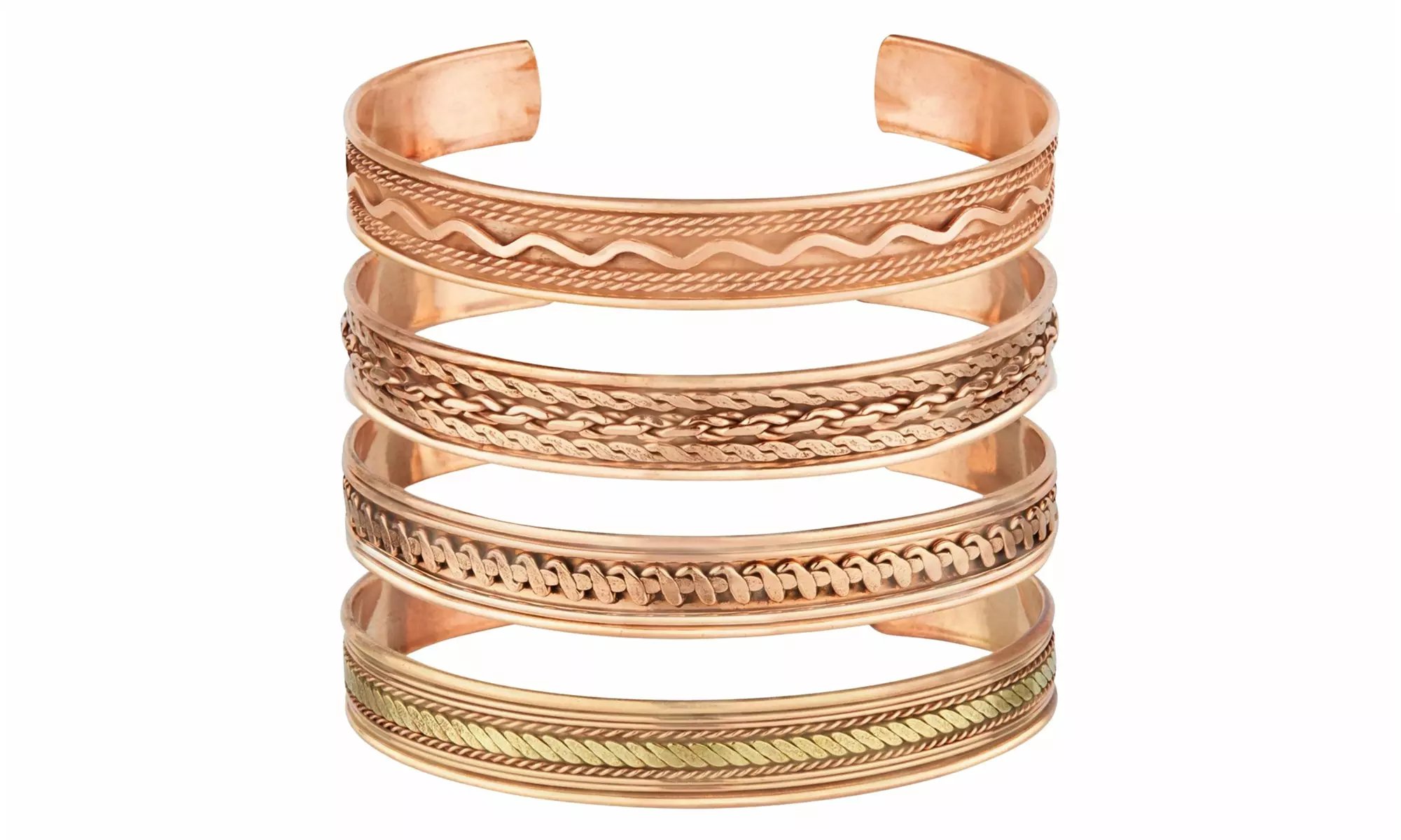 4-Pack Adjustable Copper Magnetic Bracelets Set - With Healing Energy Magnets