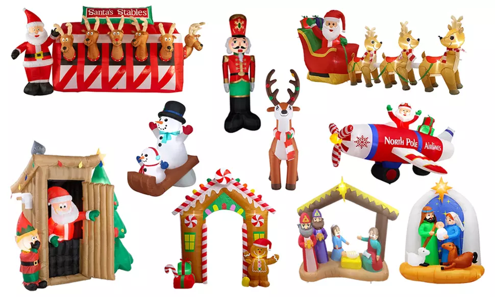 Large Christmas Self Inflating Outdoor Inflatables w/ LED Lights (10 Variations) - Primary Image