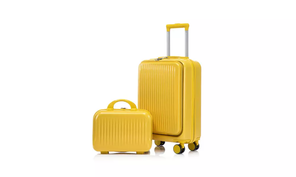 Lightweight 2-Piece Hardside Set with Carryon Front Pocket & USB Port