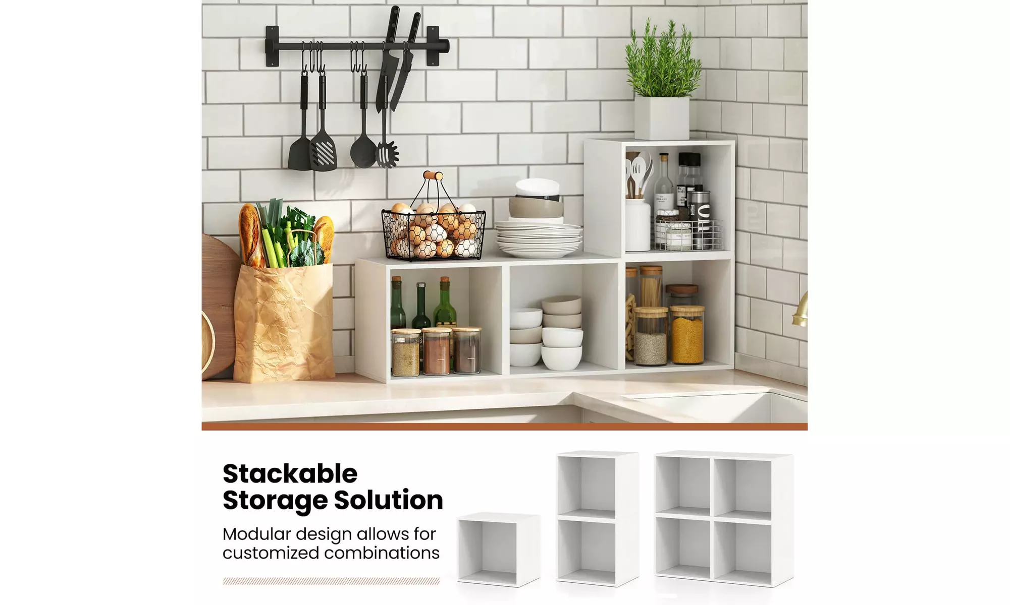 Costway Cube Storage Organizer Stackable Open Book Shelf for Small Space Storage