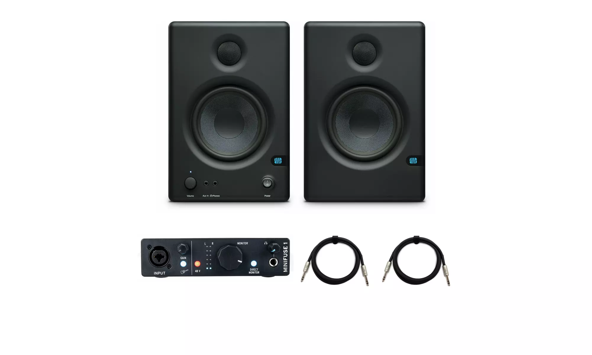 PreSonus 4.5-Inch 2-Way Active Studio Monitors with Audio Interface and Cables - Primary Image
