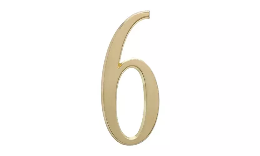 Whitehall 4.75-Inch Address Number 6 for DeSign-it Plaque Frame (Satin Brass) - Primary Image