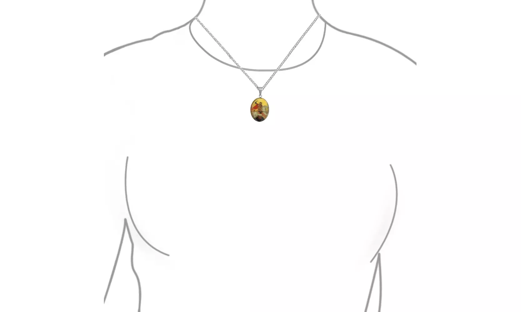 Bling Jewelry Saint George Medallion Religious Medal Pendant Steel - Second Medium